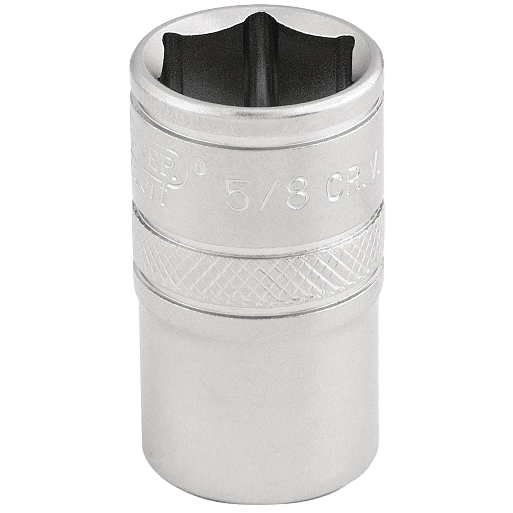 Draper 16628 1/2-Inch Square Drive Micro Satin Chrome Imperial Socket, 5/8-Inch Size, Blue