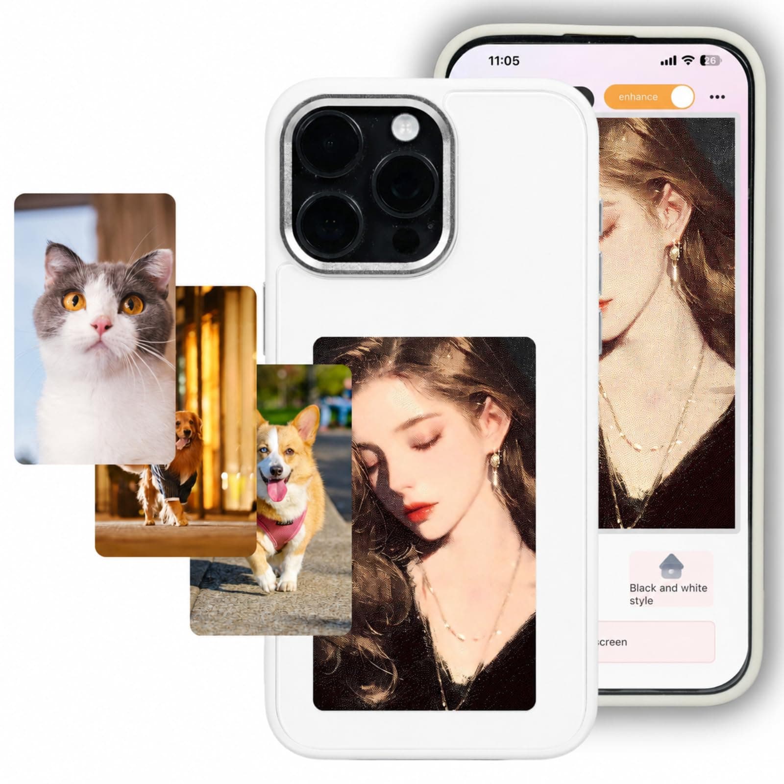 nexlenz NFC 4-Color Smart Ink Phone Case for iPhone 16,White