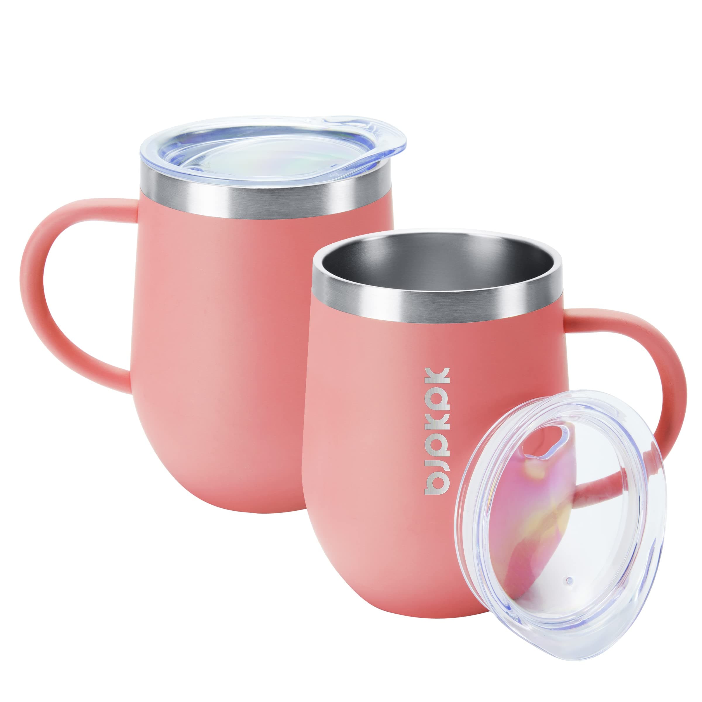 BJPKPK 2PCS Insulated Coffee Mug with Lid, 12oz Stainless Steel Tumbler