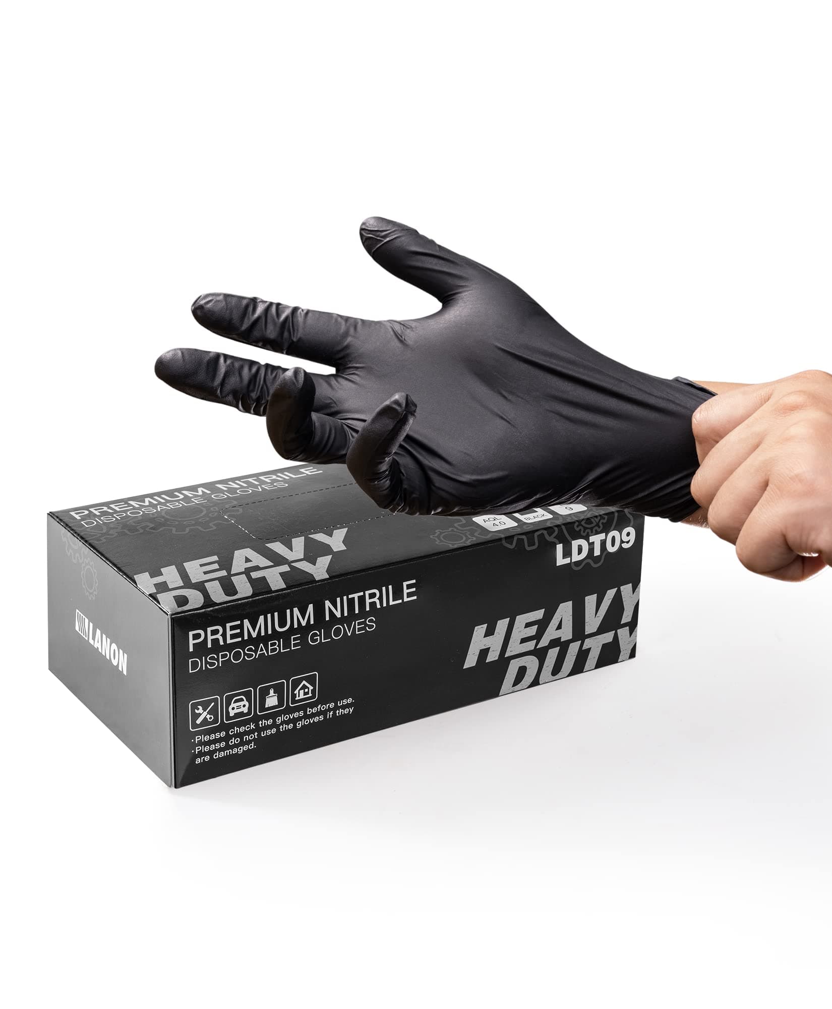 LANON 6 mil Black Nitrile Disposable Gloves,Cooking Gloves,X-Large
