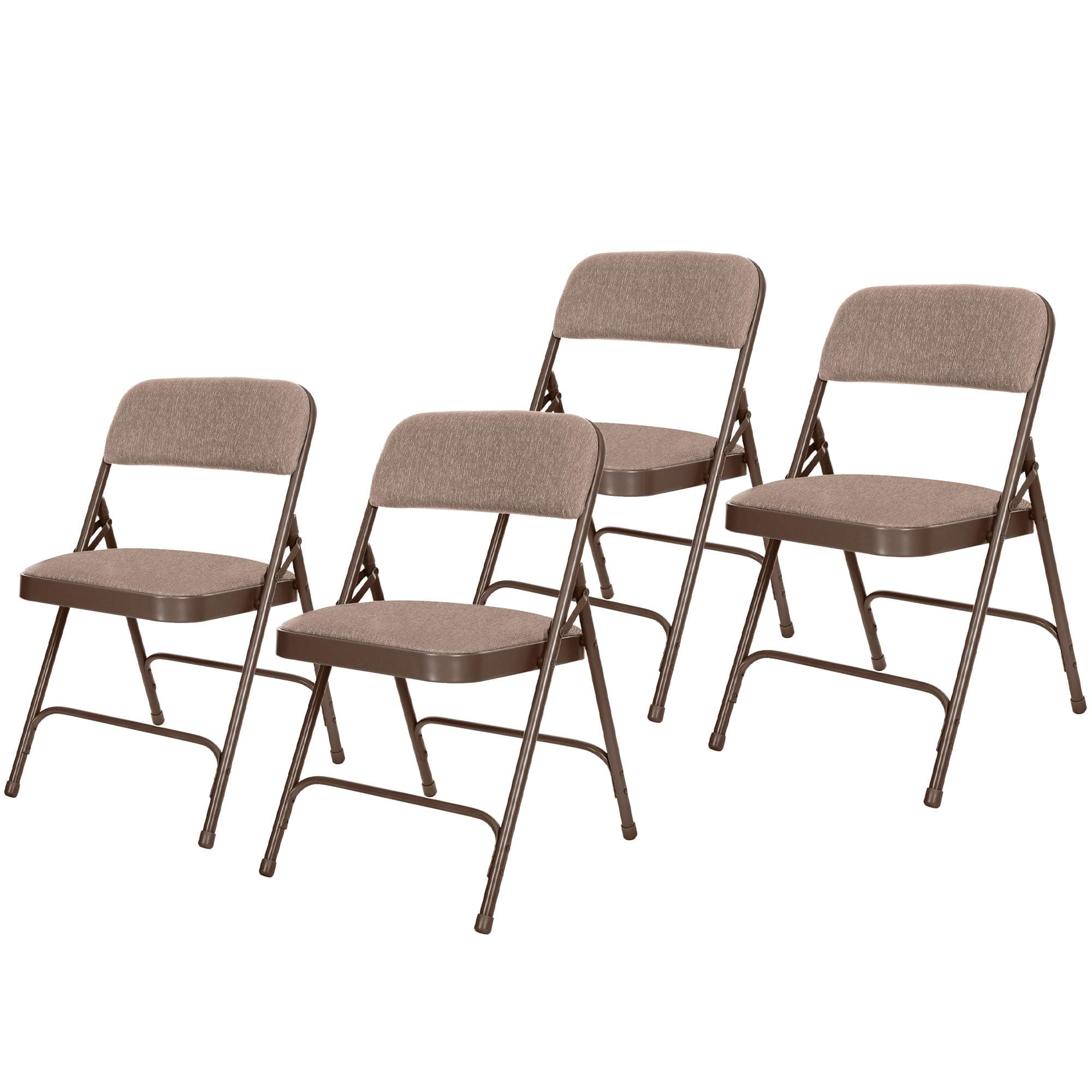 OEF Furnishings OEF2200 Series Heavy-Duty Premium Fabric Padded Upholstery Double-Hinged Folding Chairs (4-Pack, Honey Brown)