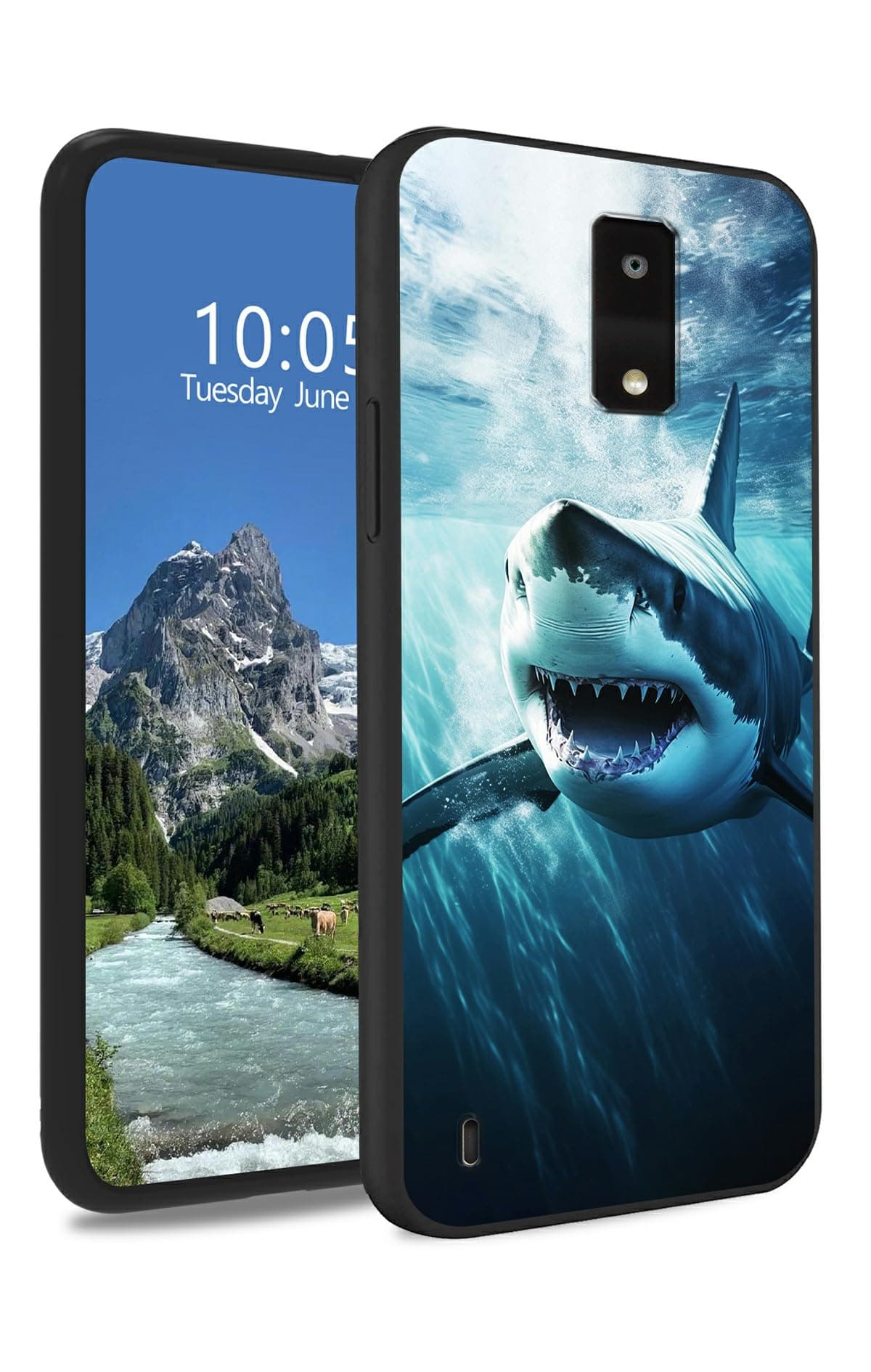 DIGTIALL Shark in The Water Case for BLU View 4 B135DL(BLU View 2 2023) 6.1", Slim Soft TPU Silicone Protective Cover, Anti-Slip Grip & Shockproof Design for BLU View 4