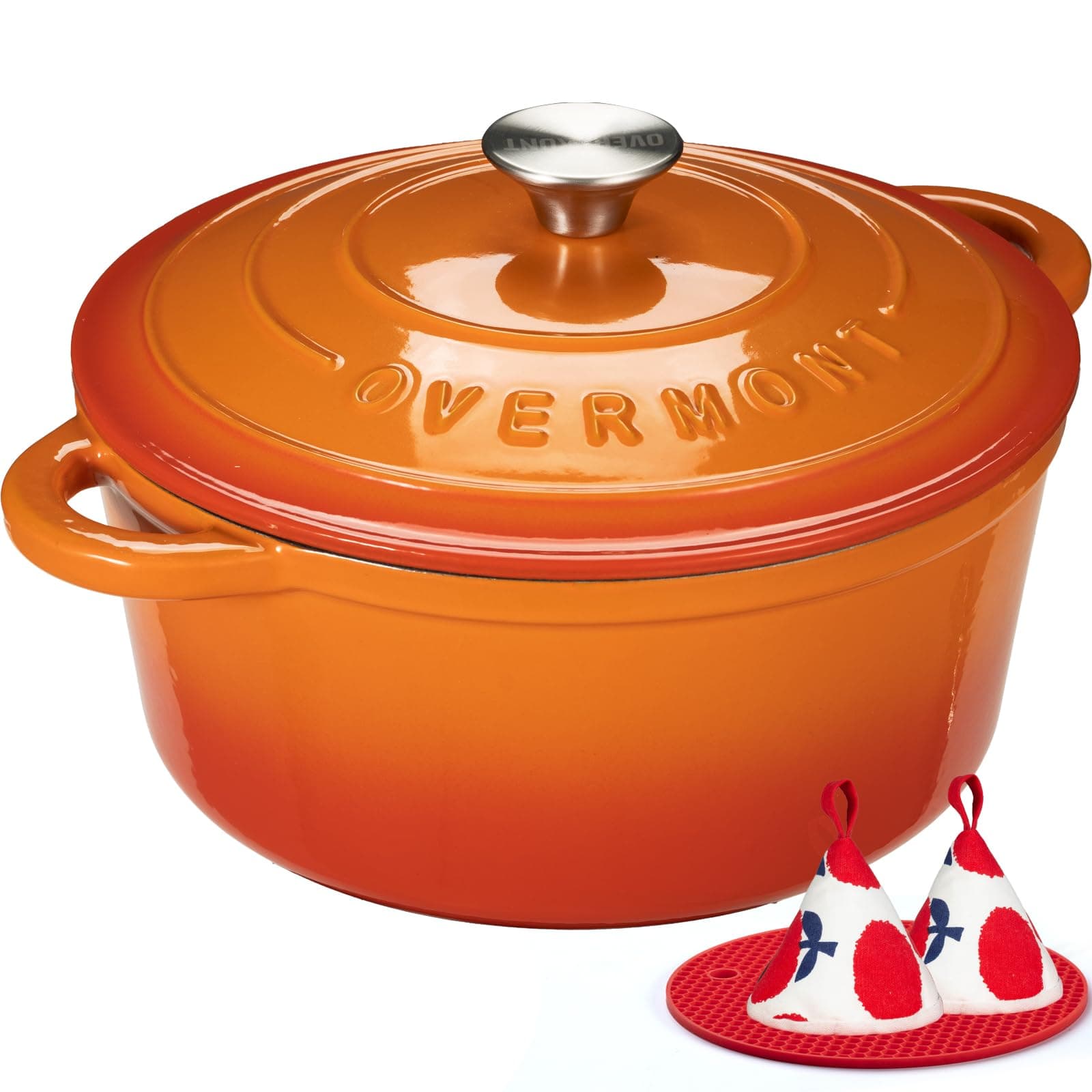Overmont Enameled Cast Iron Dutch Oven - 4.5QT Pot with Lid Cookbook