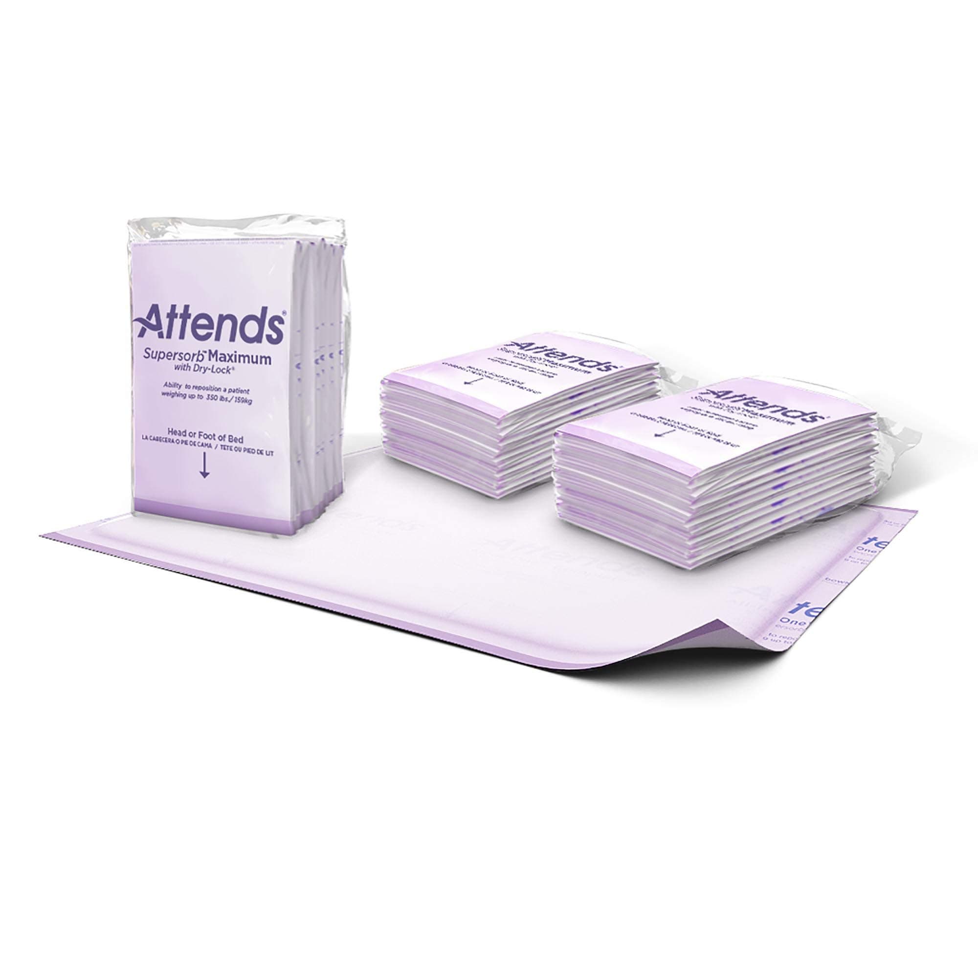 Attends Supersorb Maximum, Premium Underpads with Dry-Lock Technology, Adult Incontinence Care, 30"x36", 60Count