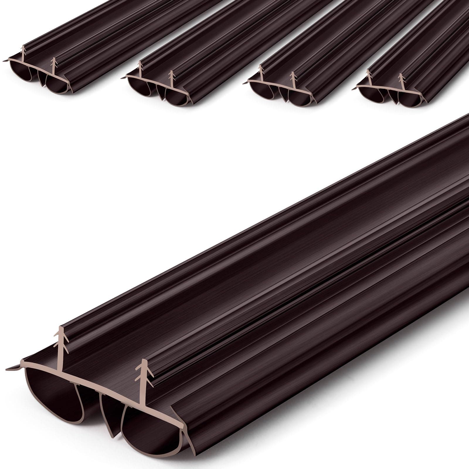 Pushglossy 4 Pcs 36" Kerf Door Sweep Double Bubble Kerf Brown