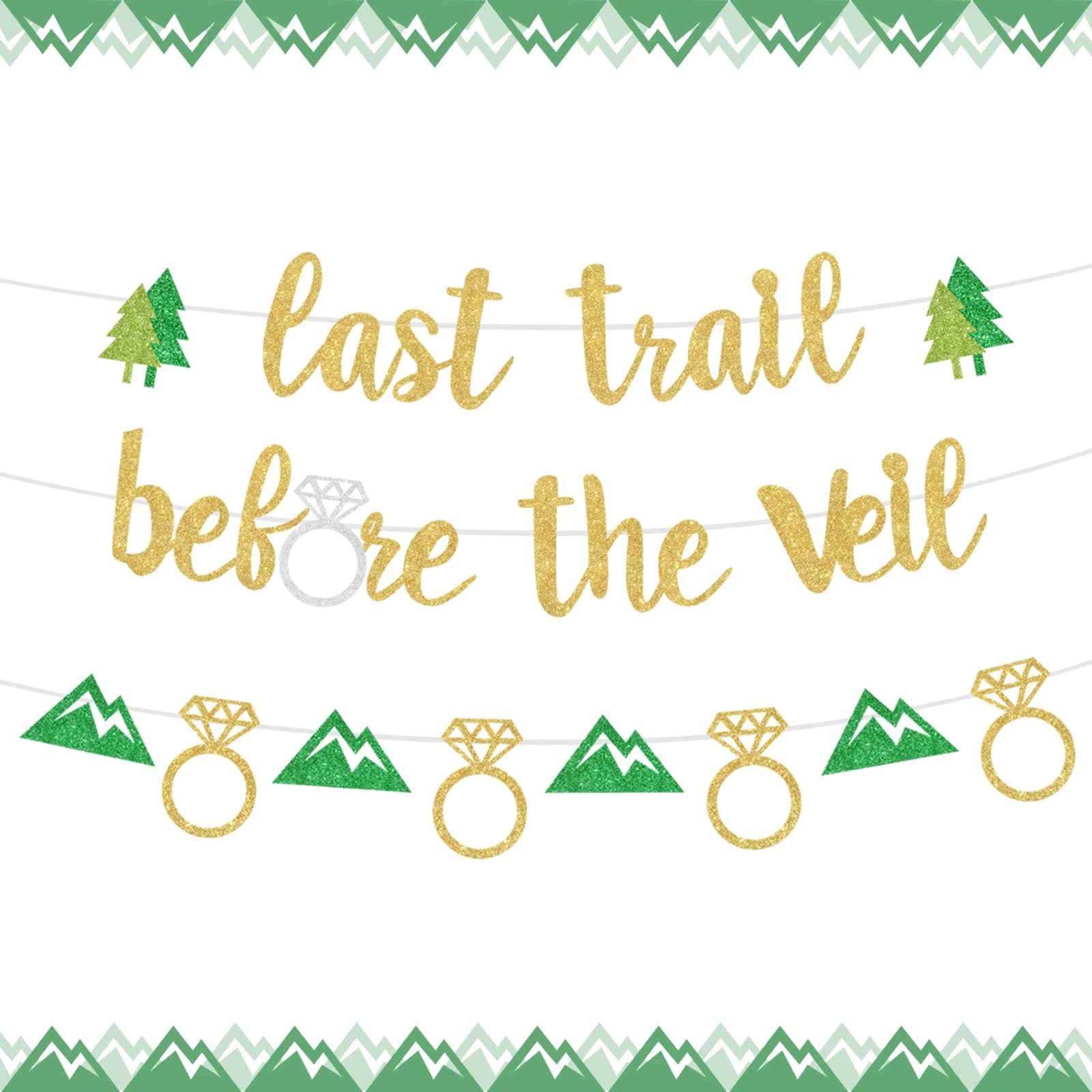 Mountain Bachelorette Party Decorations, Last Trail Before The Veil Banner, Hiking Camp Bachelorette Party Supplies, Bachelorette Banner for Wedding Bridal Shower Party Bunting Decoration