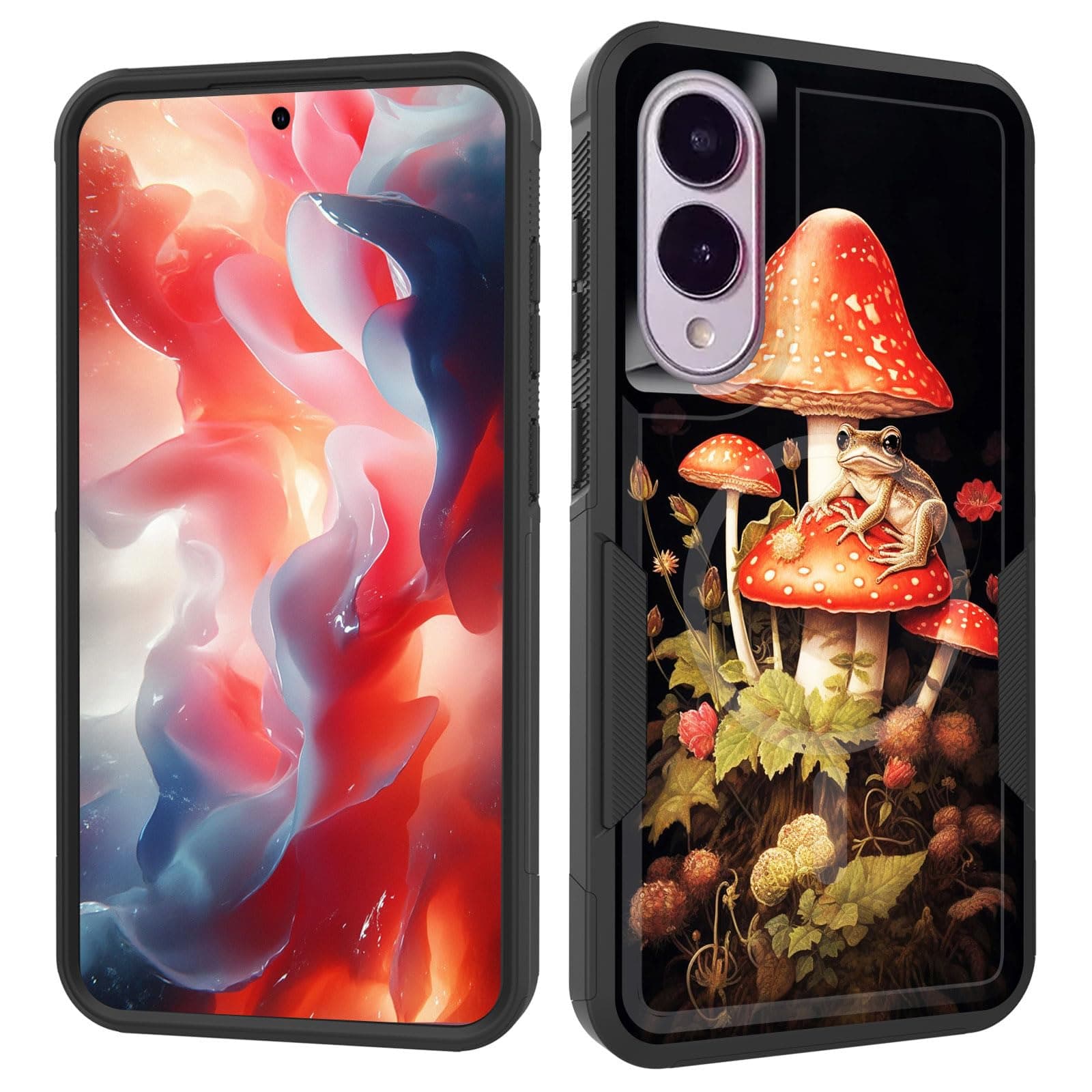 ZQLPLZR Magnetic for Galaxy S25 Edge Case,[Compatible with MagSafe] [Military Grade Drop Protection] Heavy Duty Shockproof Phone Case for Samsung Galaxy S25 Edge 2025,Watercolor Frog on Mushroom