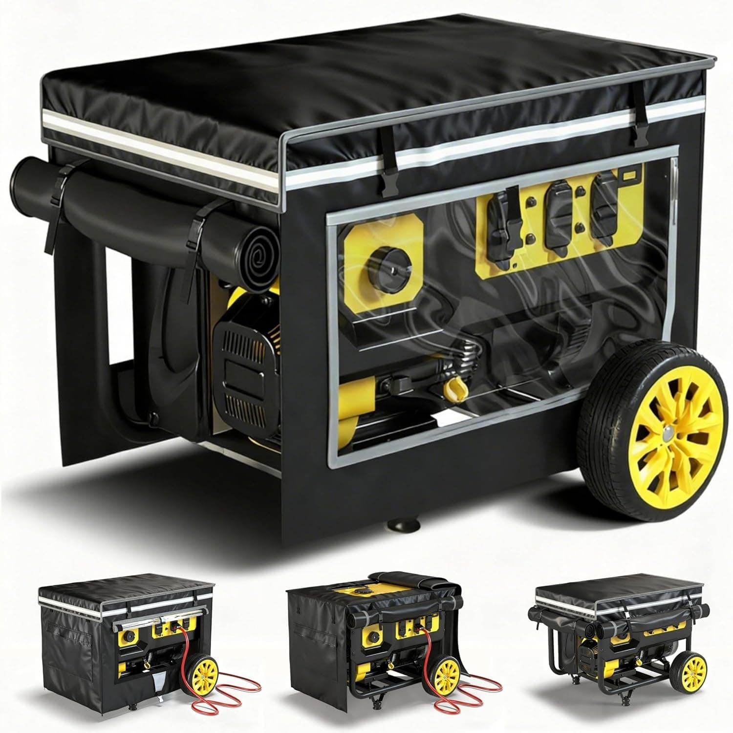 GEHENG Generator Cover with Top Opening for Refueling, 1680D Waterproof Heavy Duty Generator Cover While Running, 32x24x24, Generator Tent for 5000W-10000W, Fits Champion Westinghouse Honda Predator
