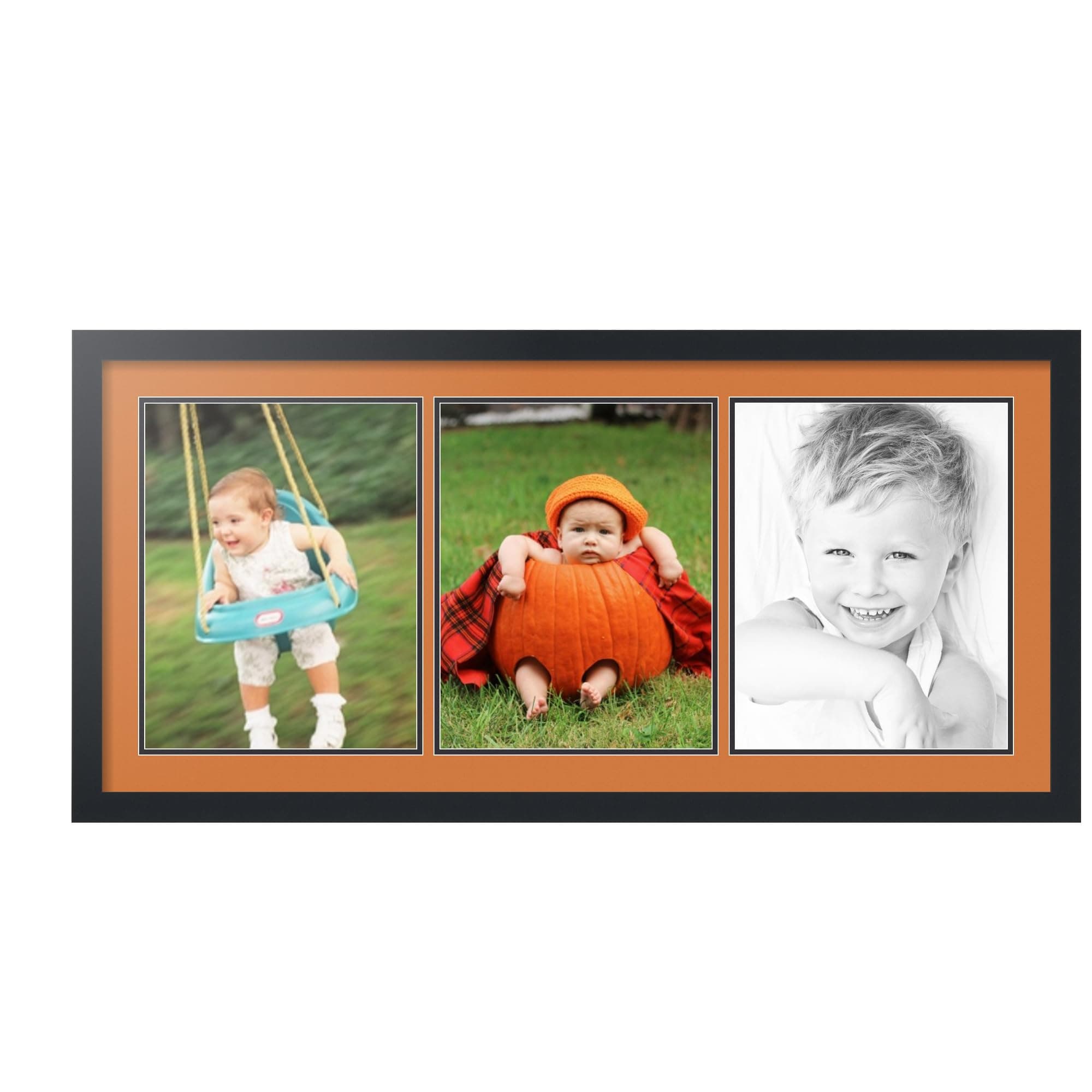 ArtToFrames Collage Photo Frame Double Mat with 3 - 11x14 Openings and Satin Black Frame
