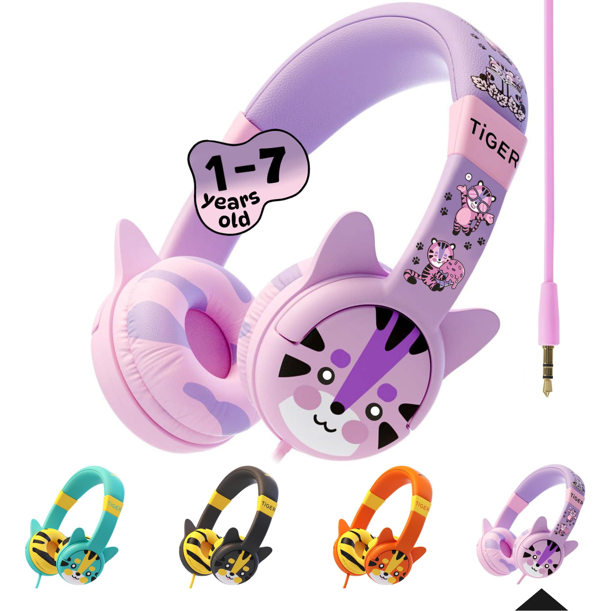 Kidrox® Premium Toddler Headphones Ages 1-7, Safe Volume-Limited On-Ear Kids Headphones, Tangle-Free 3.5mm Jack, Flexible Durable Design for iPad, Tablet, Airplane, Travel, School – Purple