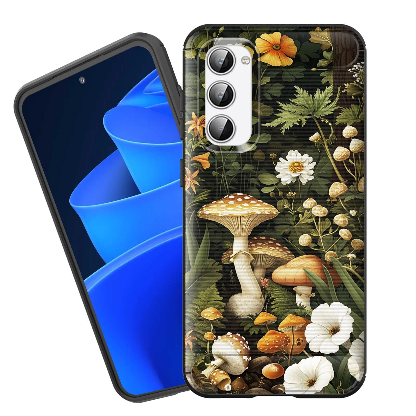 Vobber for Galaxy A24 4G Case,Premium Soft Silicone Rubber Full-Body Protective Bumper Case for Phone Case for Samsung Galaxy A24 4G 6.5 inch 2023,Mushroom Flower Plant