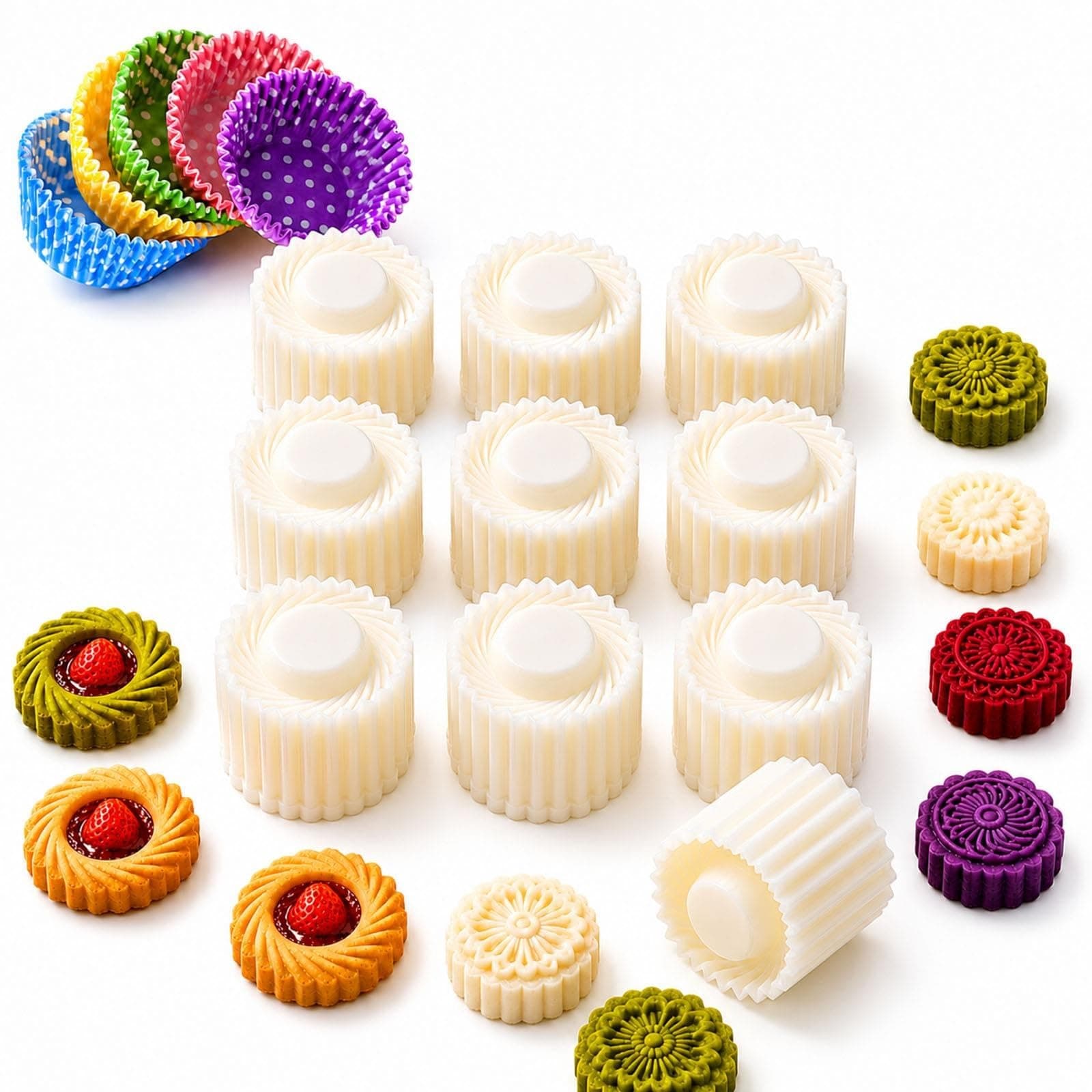 Sunflower Patterned Round Hand-Press Mooncake Double Ended Pastry Mold