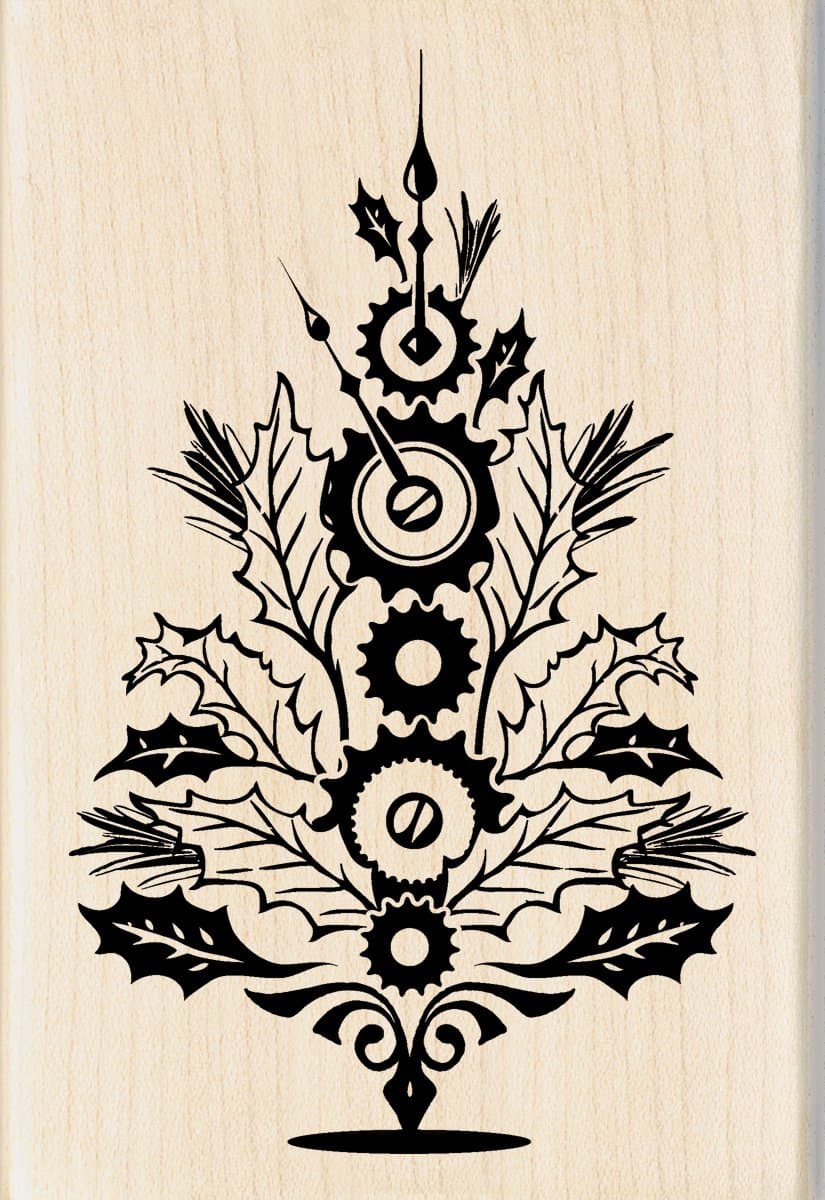 Inkadinkado Wood Stamp, Steampunk Christmas Tree