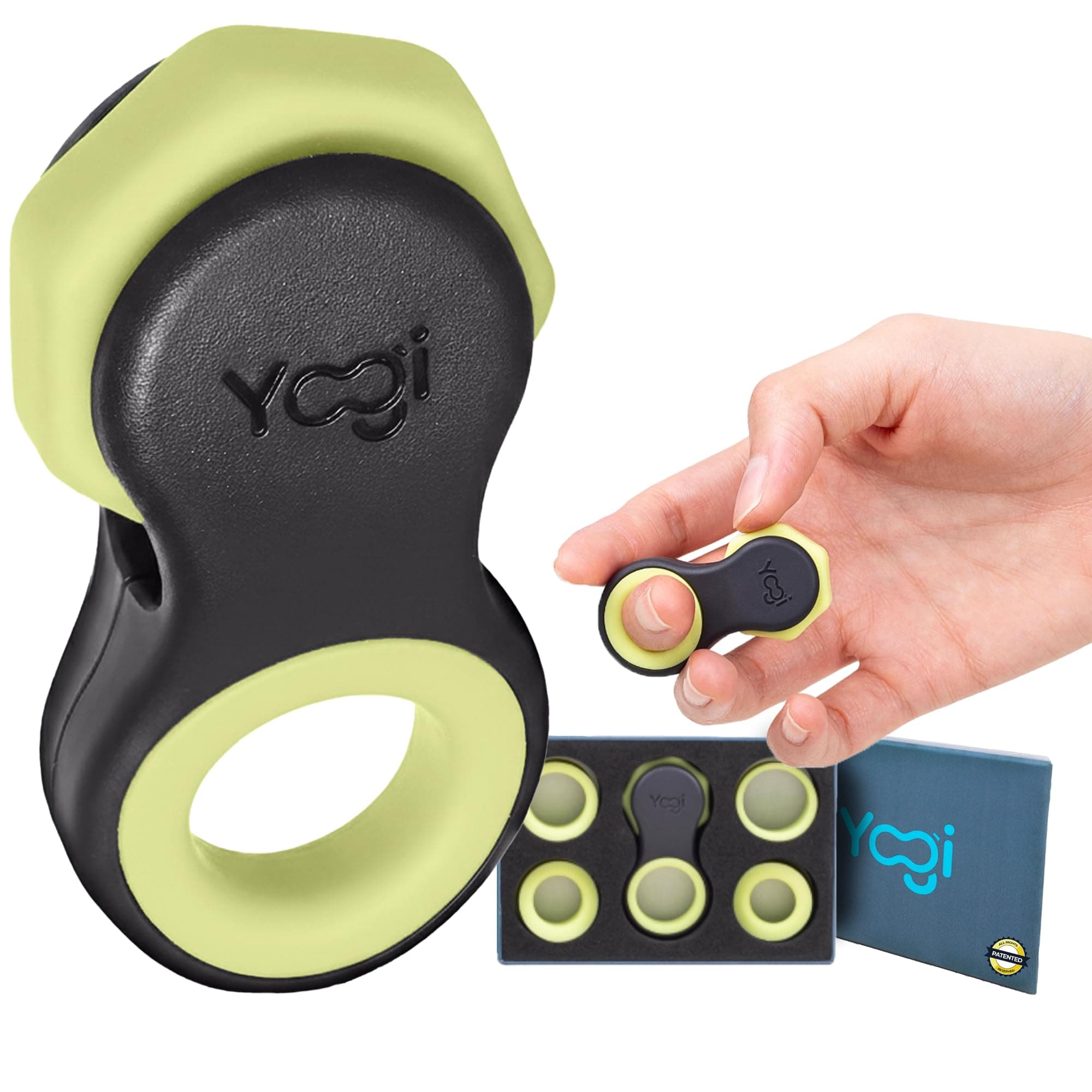 Yogi Fidget Toy for Adults & Kids, Stress Relief Spinner, 5 Silicone Rings