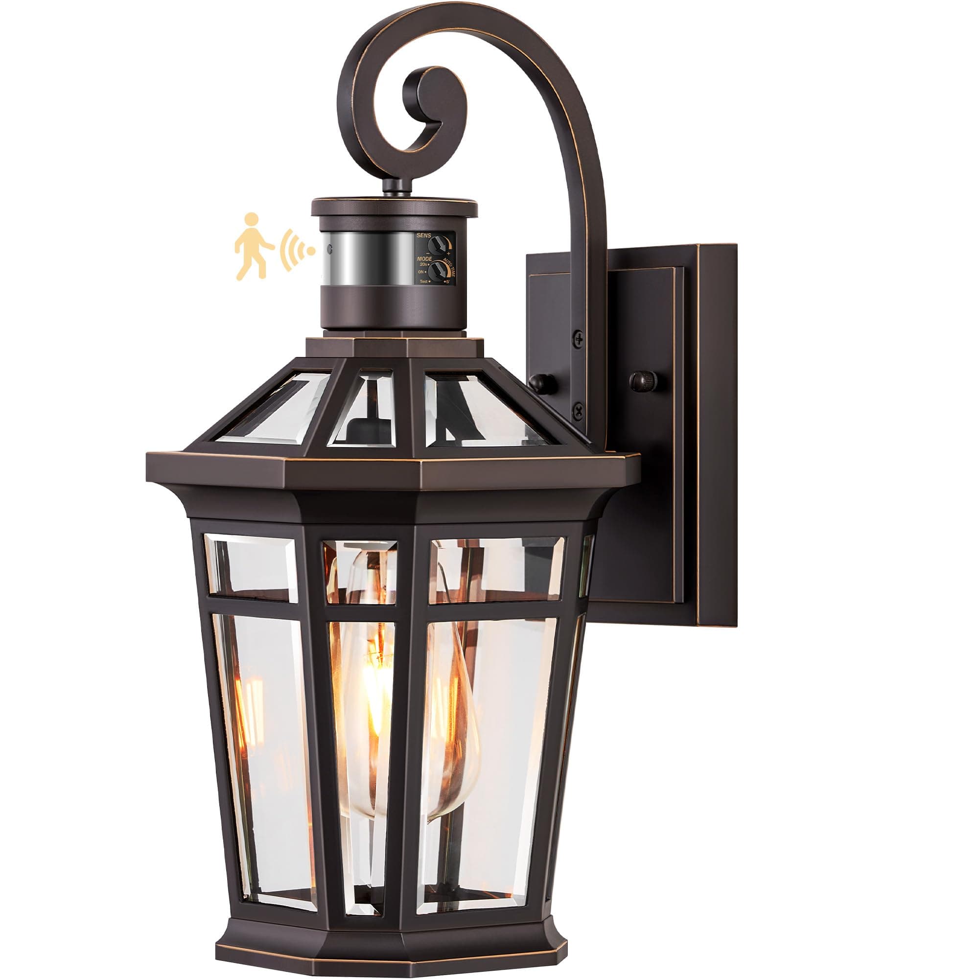 OPAXIS Motion Sensor Porch Lights Outdoor Wall Mount, Oil Rubbed Bronze Exterior Wall Sconce Lantern with E26 Socket, Waterproof Dusk to Dawn Outdoor Lighting Fixtures, Coach Lights for Garage, Patio