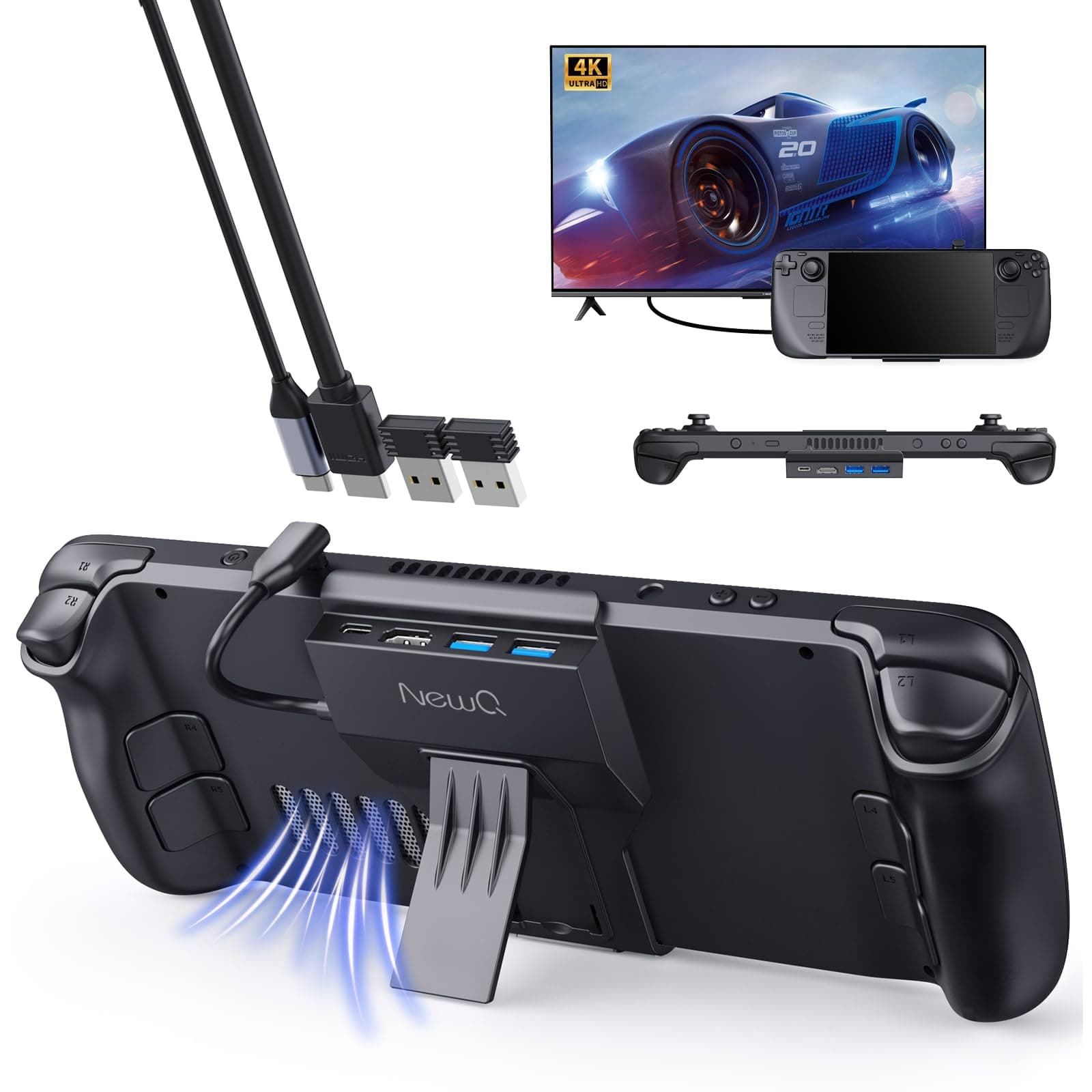 Portable Steam Deck Dock/Steam Deck OLED Dock, 4-in-1 Steam Deck Docking Station with HDMI 2.0 4K@60Hz, 2 USB-A3.0, Support PD-in 100W Max, Steam Deck Stand Base Gadget, Steam Deck Accessories