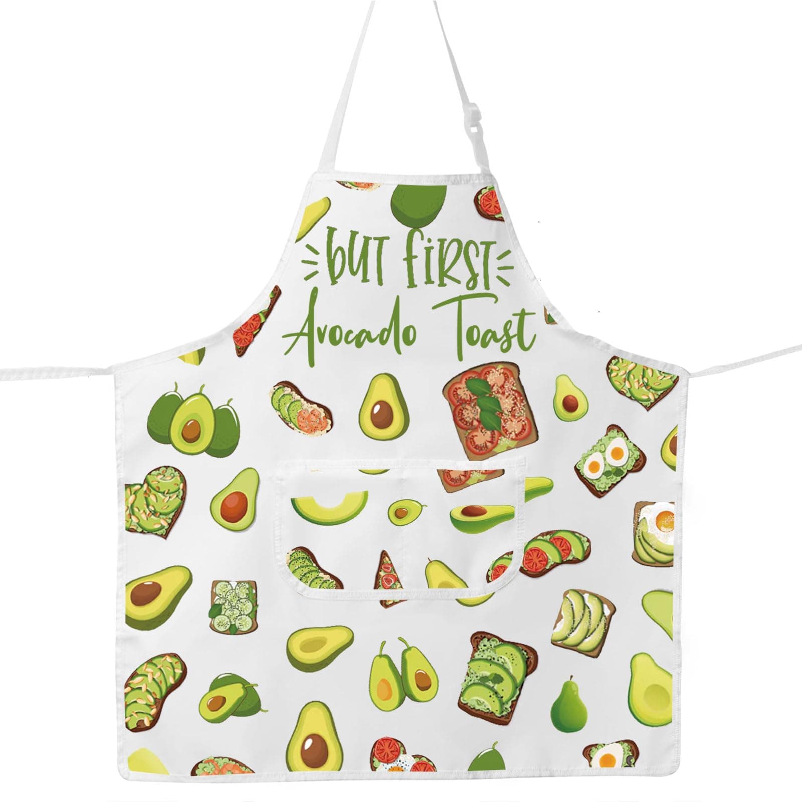 JNIAP Avocado Toast Apron Avocado Toast Gifts Avocado Print Apron Avocado Themed Gifts Avocado Toast Cooking Giftfts, But First Avocado Ap, Large