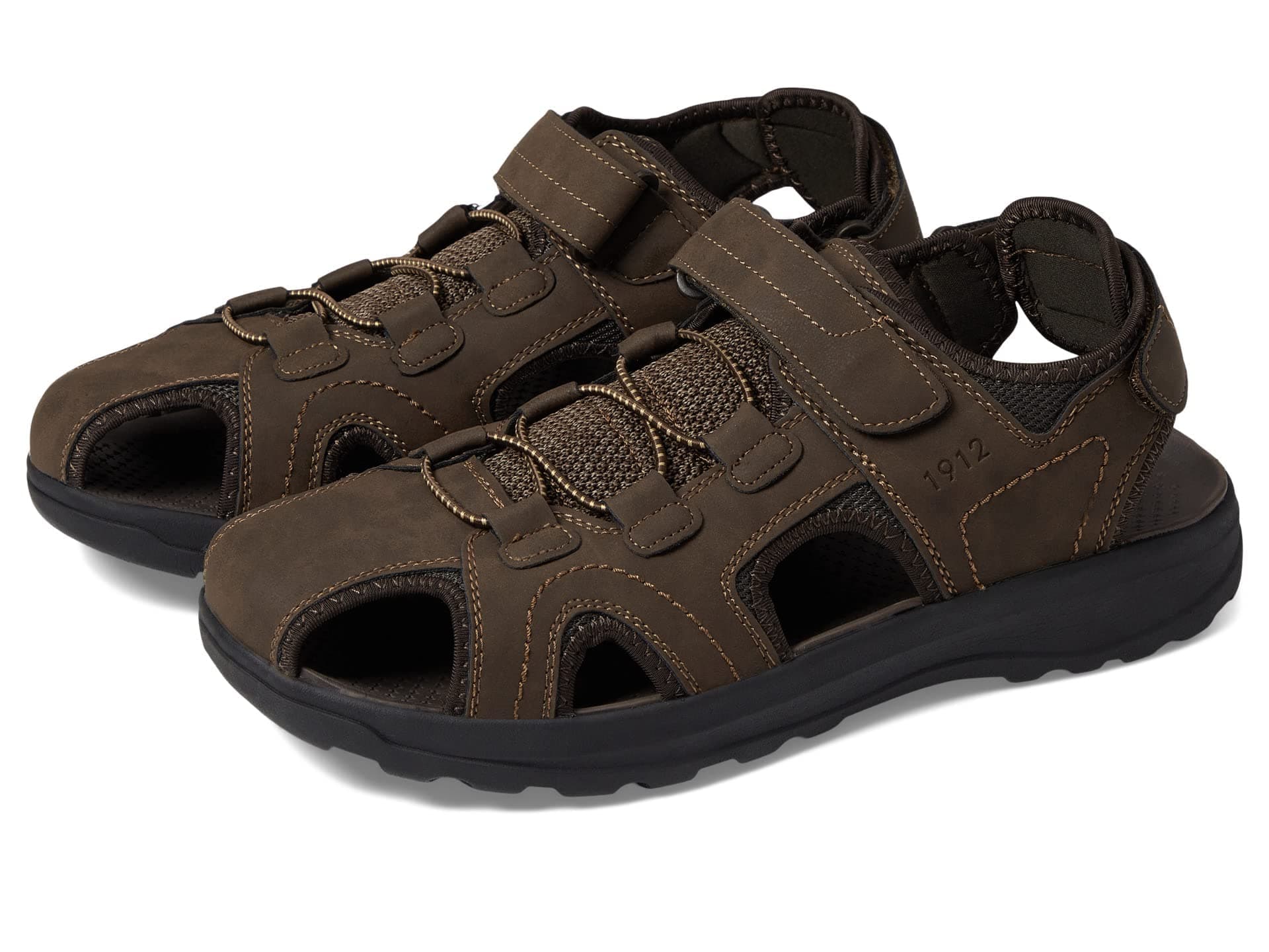 Nunn Bush Men's Huck Sport Closed Toe Fisherman Sandal for Walking, Beach and Outdoor, Brown, 9
