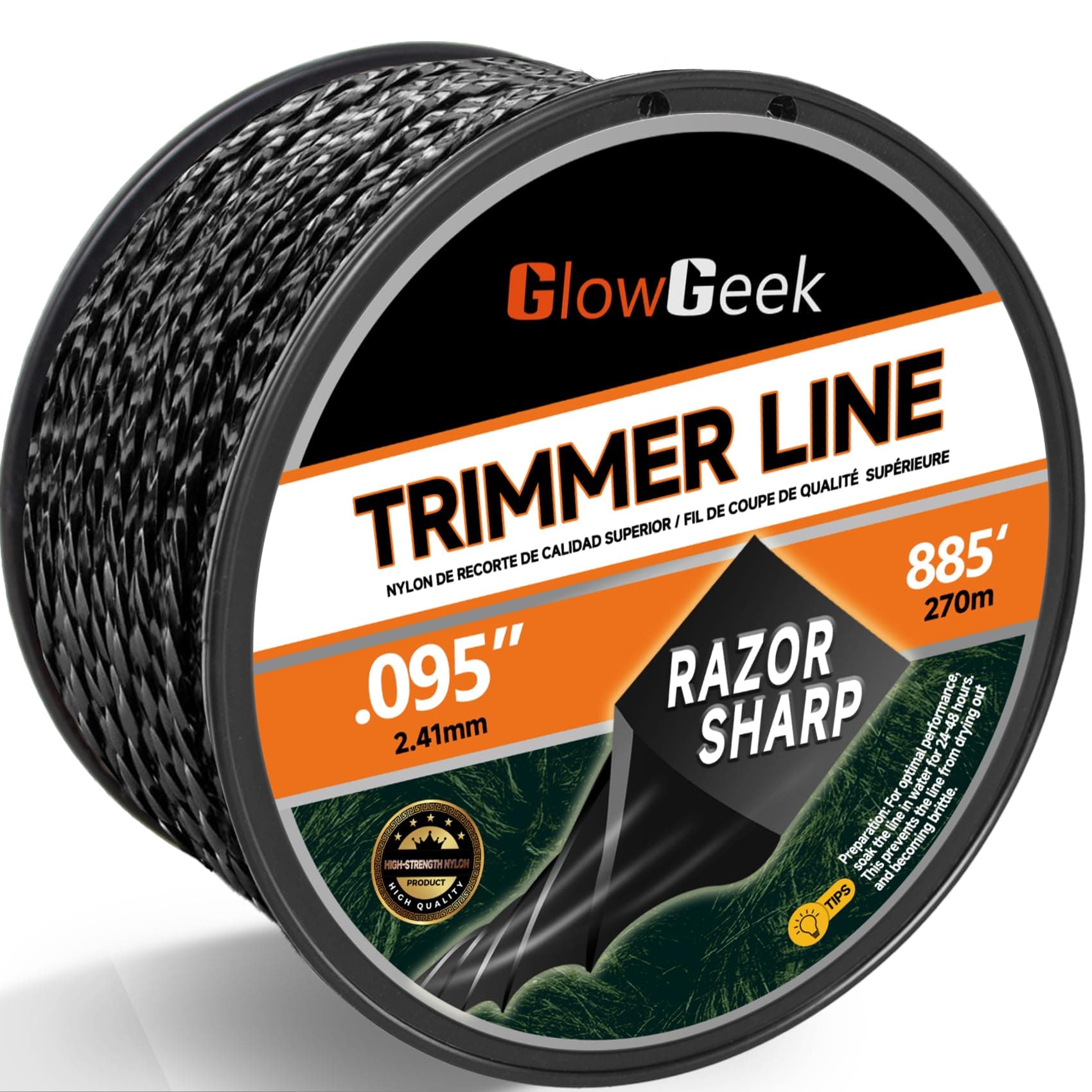 885 ft 0.095" for Black Diamond Trimmer Line Replacement for Echo Trimmer Line 330095073, Twisted Weed Wacker String, Heavy-Duty Weed Eater String Line with Cutter