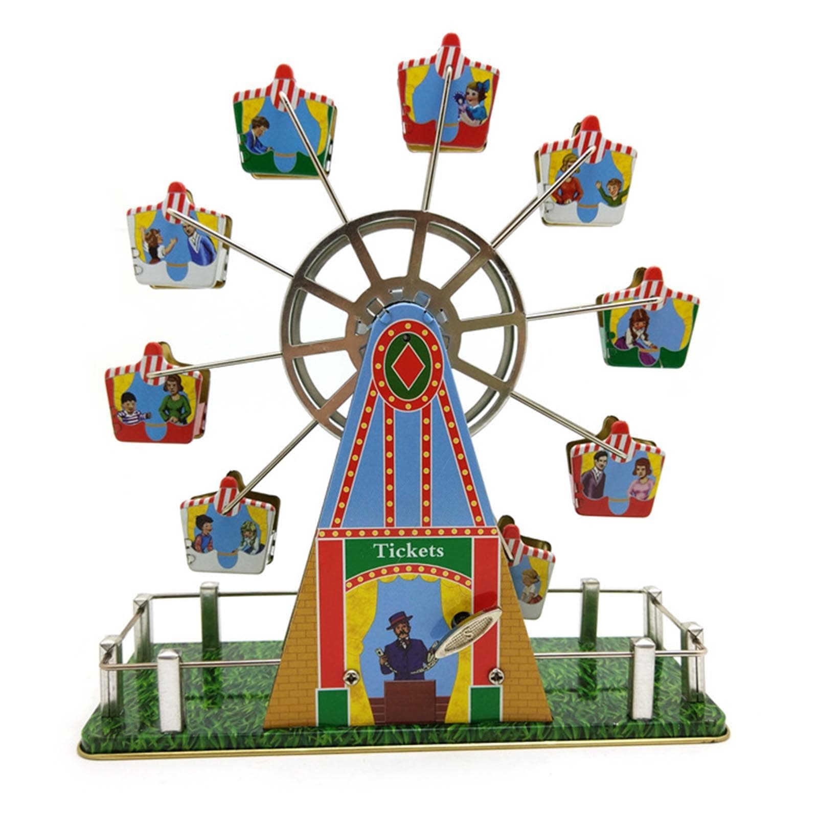 Creative Ferris Wheel Wind Up Toy Music Box for Coffee Shop Display Decor Post-80s Tinplate Nostalgic Vintage Toy Window Decorations for