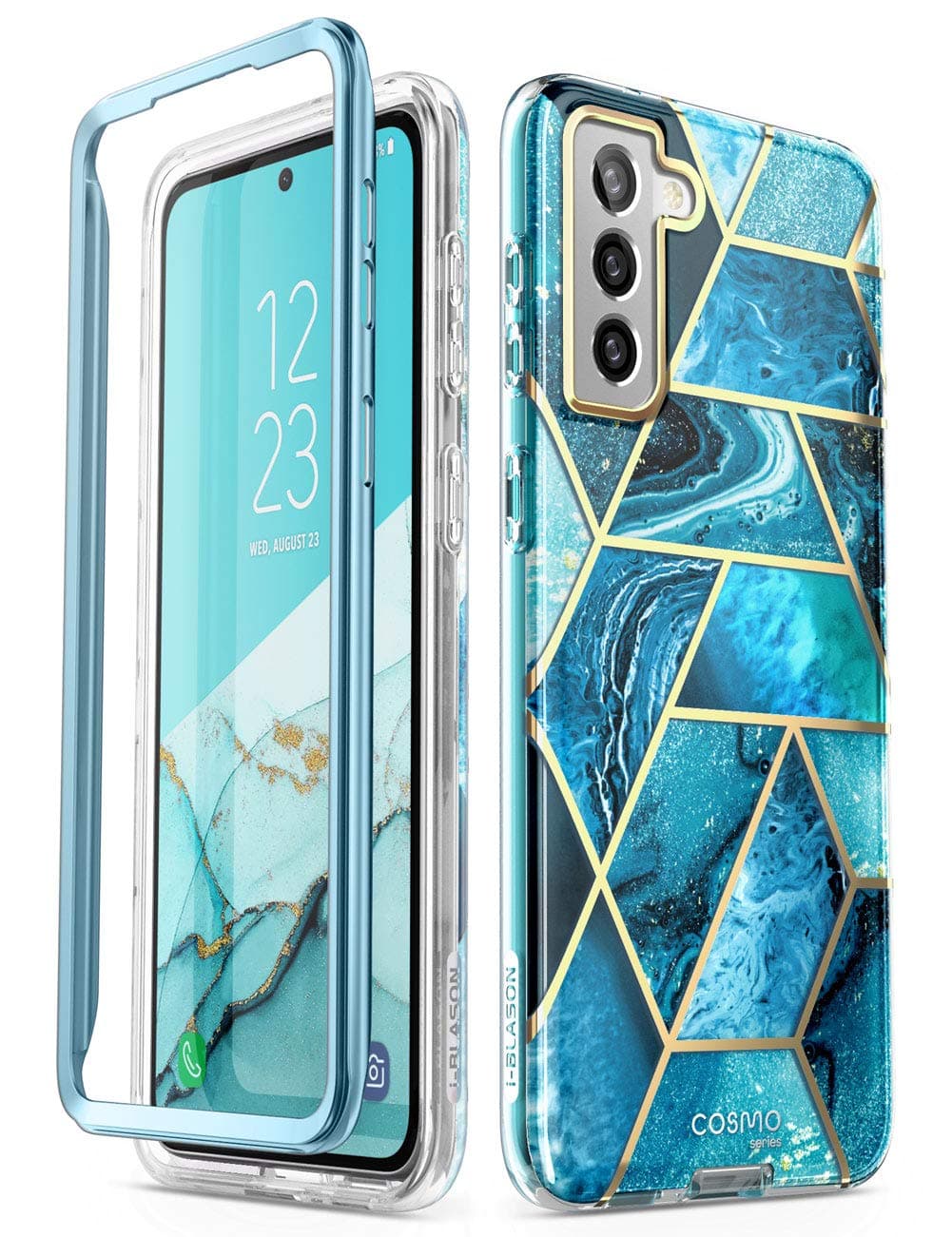 i-Blason Case for Samsung Galaxy S21 5G, Glitter Design Shockproof Anti-Scratch Protection [Cosmo] Without Screen Protector (Ocean)