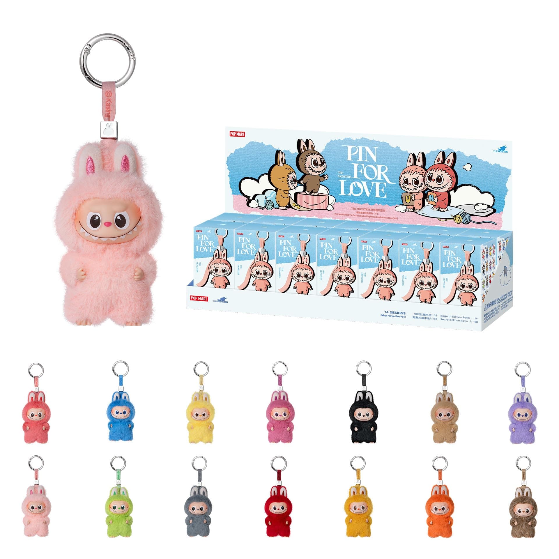 POP MART THE Monsters Pin for Love Series Plush Doll Blind Box N-Z, 14PC