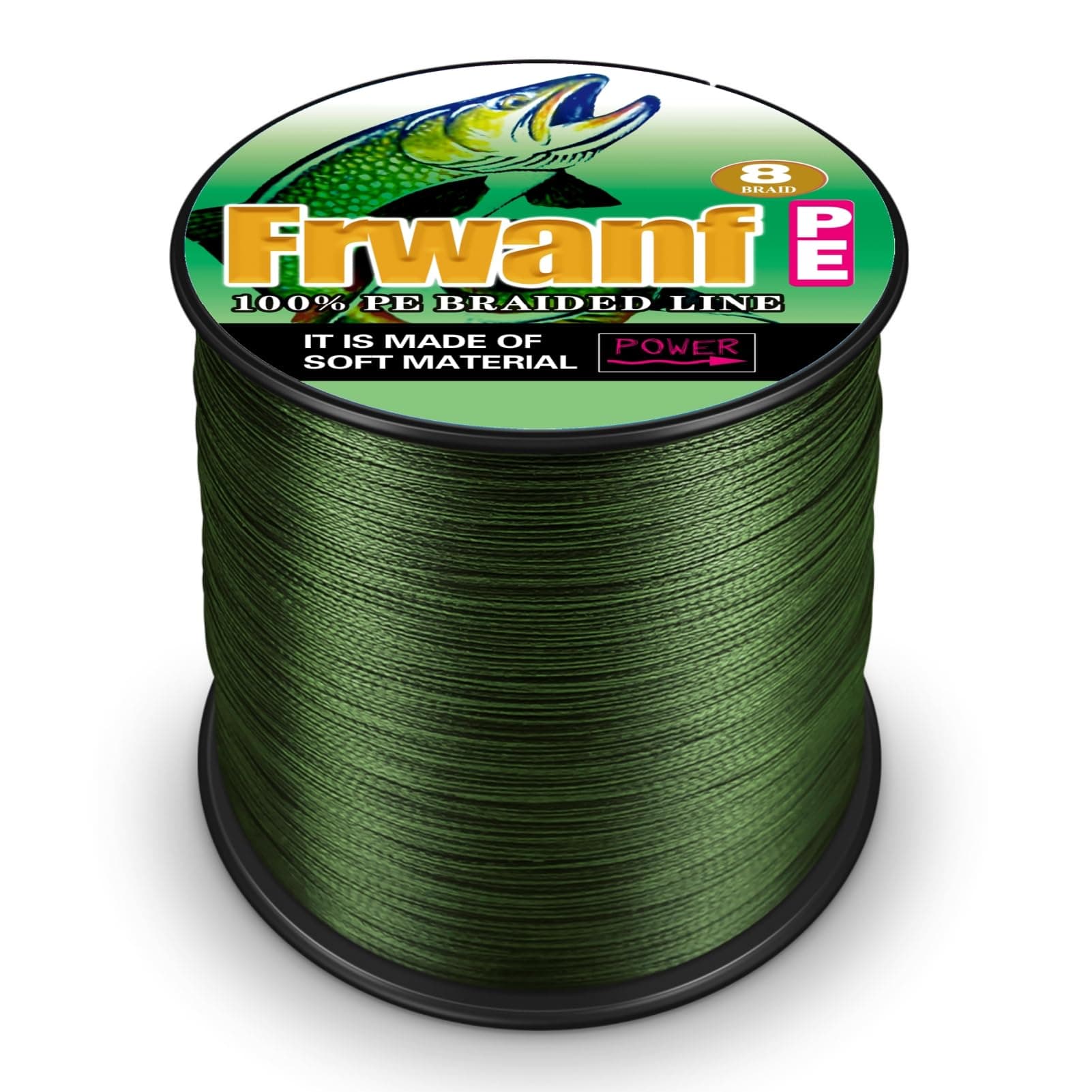 FRWANF 8 Strand Braided Fishing Line - Colorfast - Zero Stretch - High Strength - Abrasion Resistant Braided Line - Thousands of Choices in 9 Colors - Professional Performance in Salt or Fresh Water