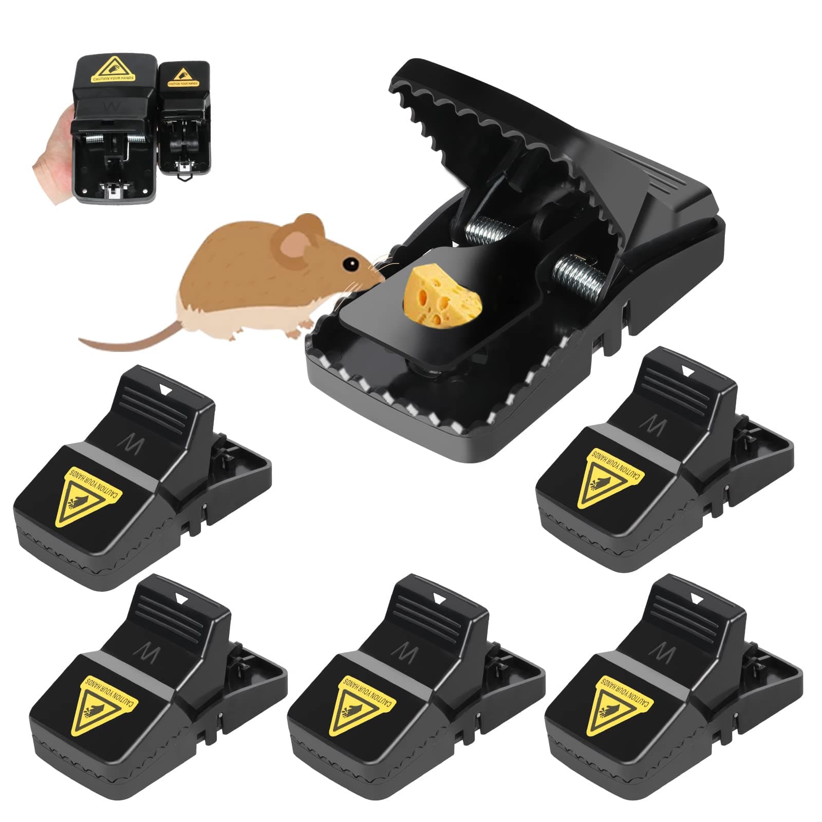 Upgraded Mouse Traps 6 Pack - Humane Instant-Kill Heavy Duty Snap Traps for Big Mice/Rats, Child & Pet Safe Reusable Rodent Traps Indoor Outdoor with Easy Clean Design (More Powerful Steel Spring)
