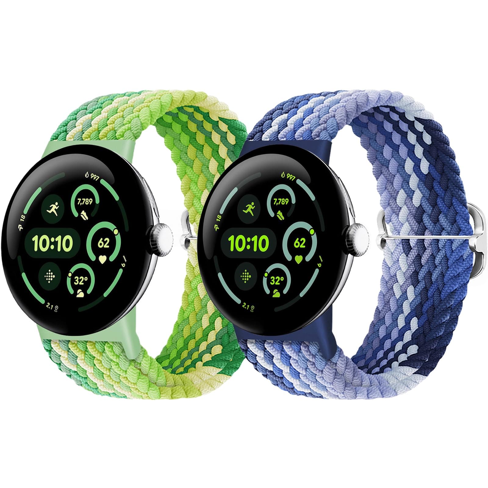 Eiavike Braided Bands Solo Loop Compatible with Google Pixel Watch 4, 3, 2, 1 41mm/45mm, Adjustable Stretchy Nylon Elastic Straps with Upgraded Connector for Pixel Watch Wristbands Women Men