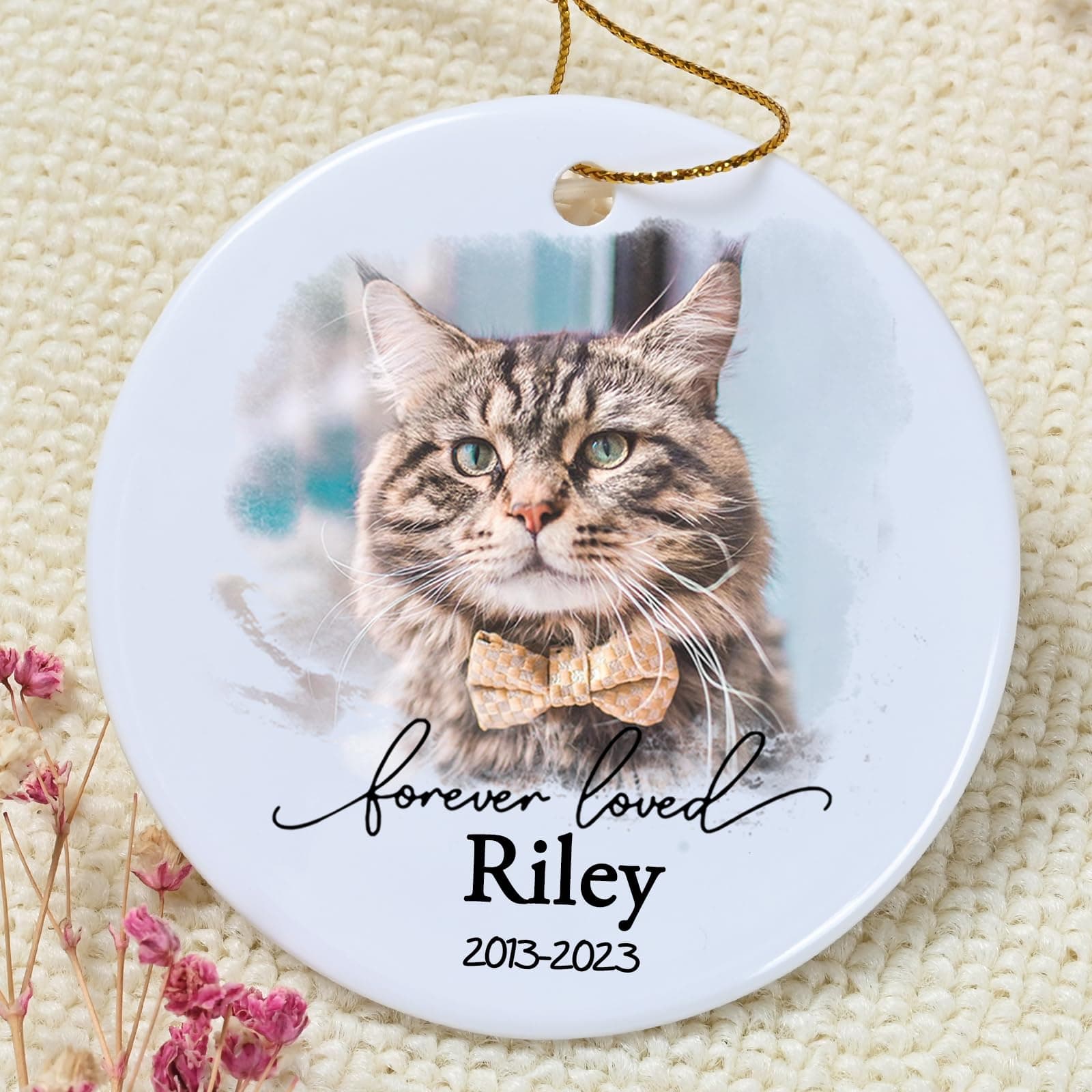 Personalized Cat Christmas Ornament, Zmoicky Cat Memorial Ornament, Custom Cat Photo Ornament, Cat Loss Sympathy Gifts, Cat Memorial Gifts, Cat Keepsake Memorial - Ceramic