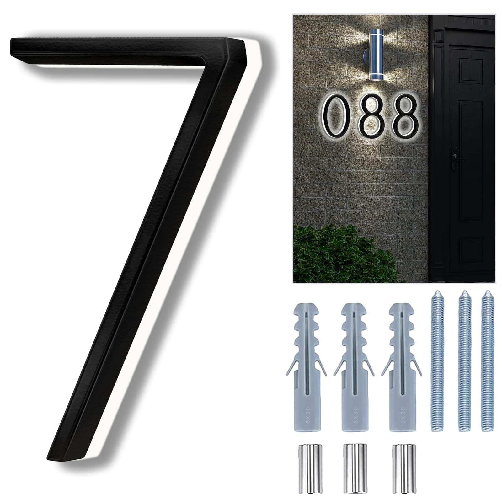 Backlit LED Home Address Numbers(7, Black)