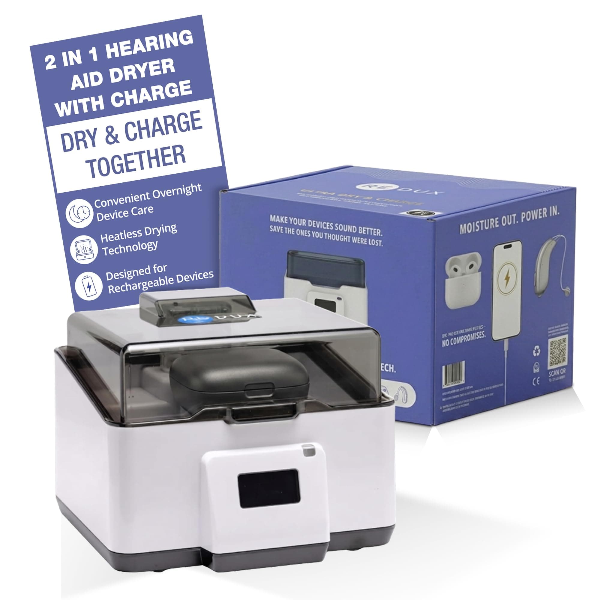 Redux Ultra Dry & Charge Hearing Aid Dryer Dehumidifier