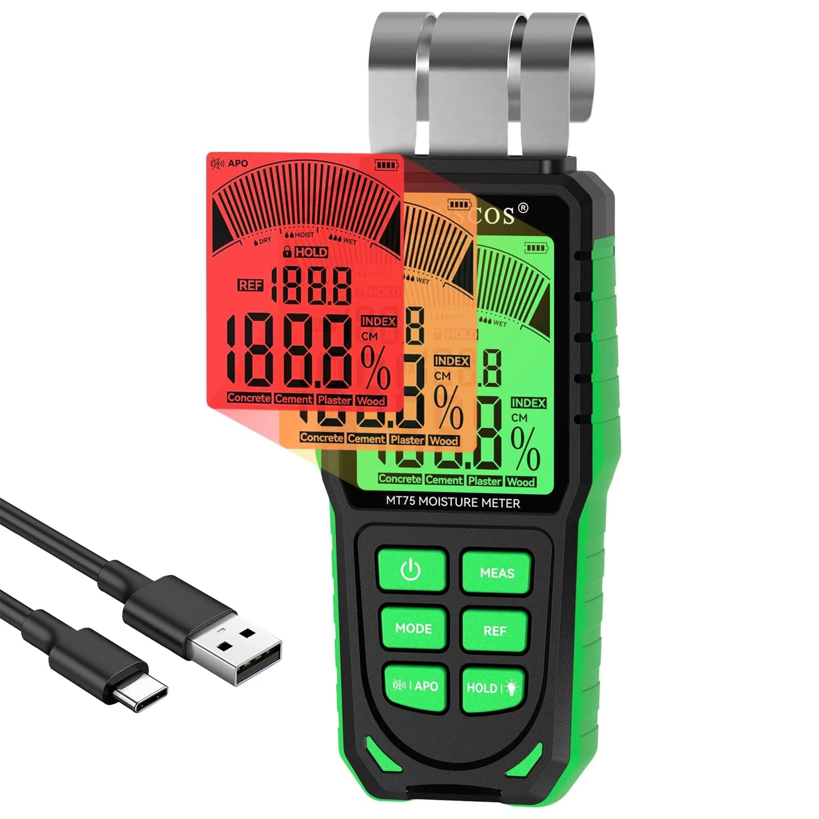 Pinless Wood Moisture Meters Drywall Moisture Detector (Multicolored)