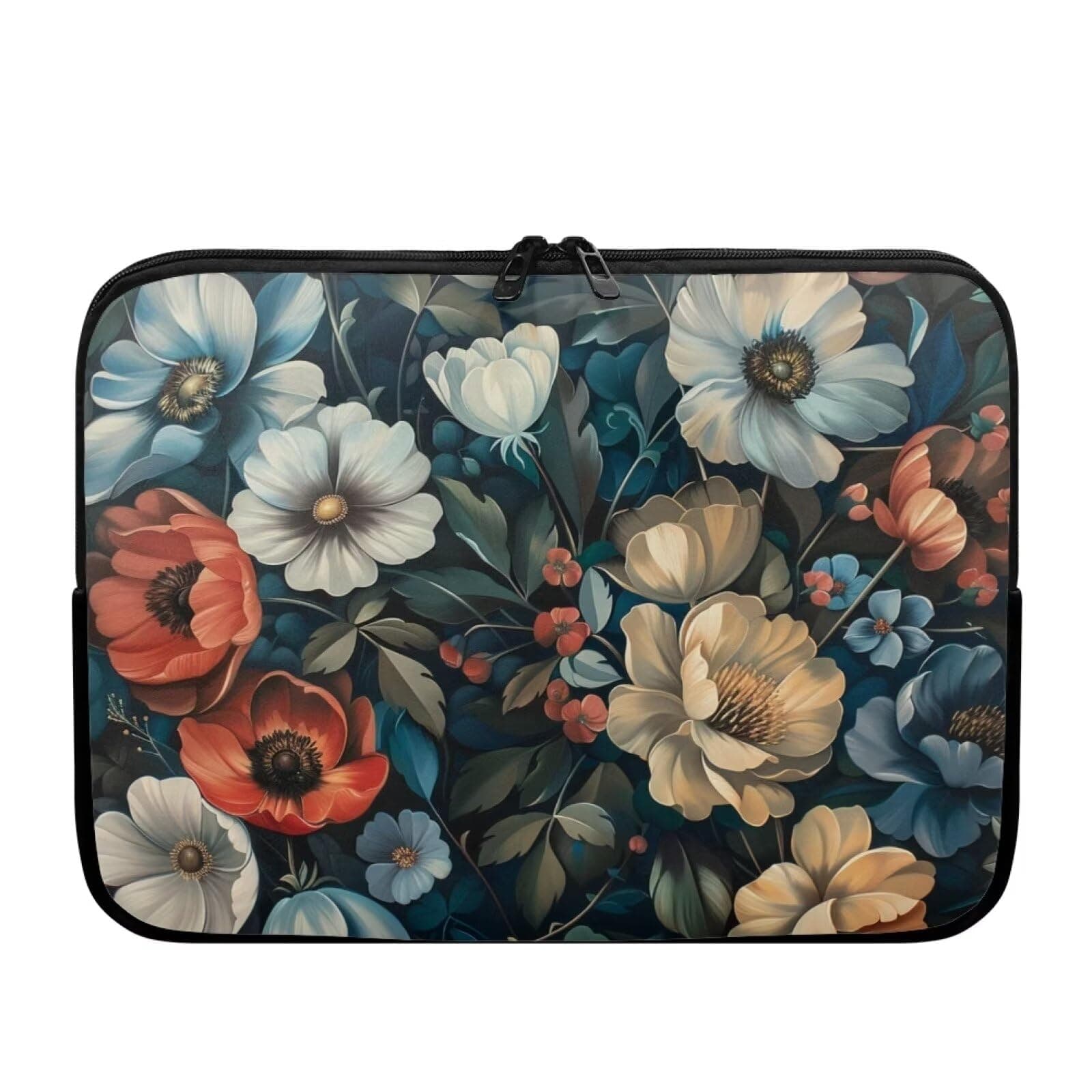 Bivxisrvo Colorful Flowers Print Computer Sleeve for Women 12 Inch Waterproof Laptop Case Protable Notebook Computer Pocket Case for School