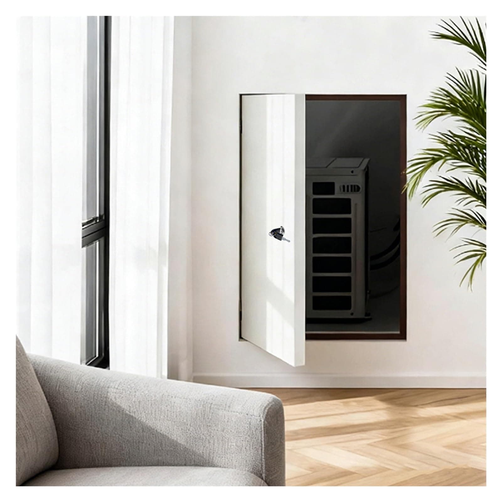 Access Door Metal Inspection Door Open 90°, Ceiling Trap Door with Lock & Key & Soundproofing Strip, Indoor/Outdoor Paintable Wall Hole Cover Plate Easy Install(34x36in(WxH))