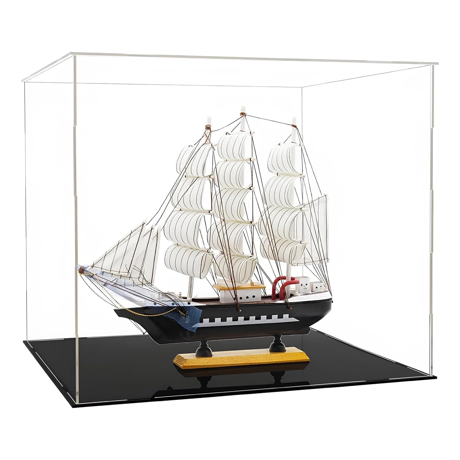 Acrylic Clear Display Case with Matt Black Base, 10x60x10cm/4x24x4in, Simple Self-Assembly Dustproof Showcase Cube with Lid, Collectibles Toys and Figures Show Box