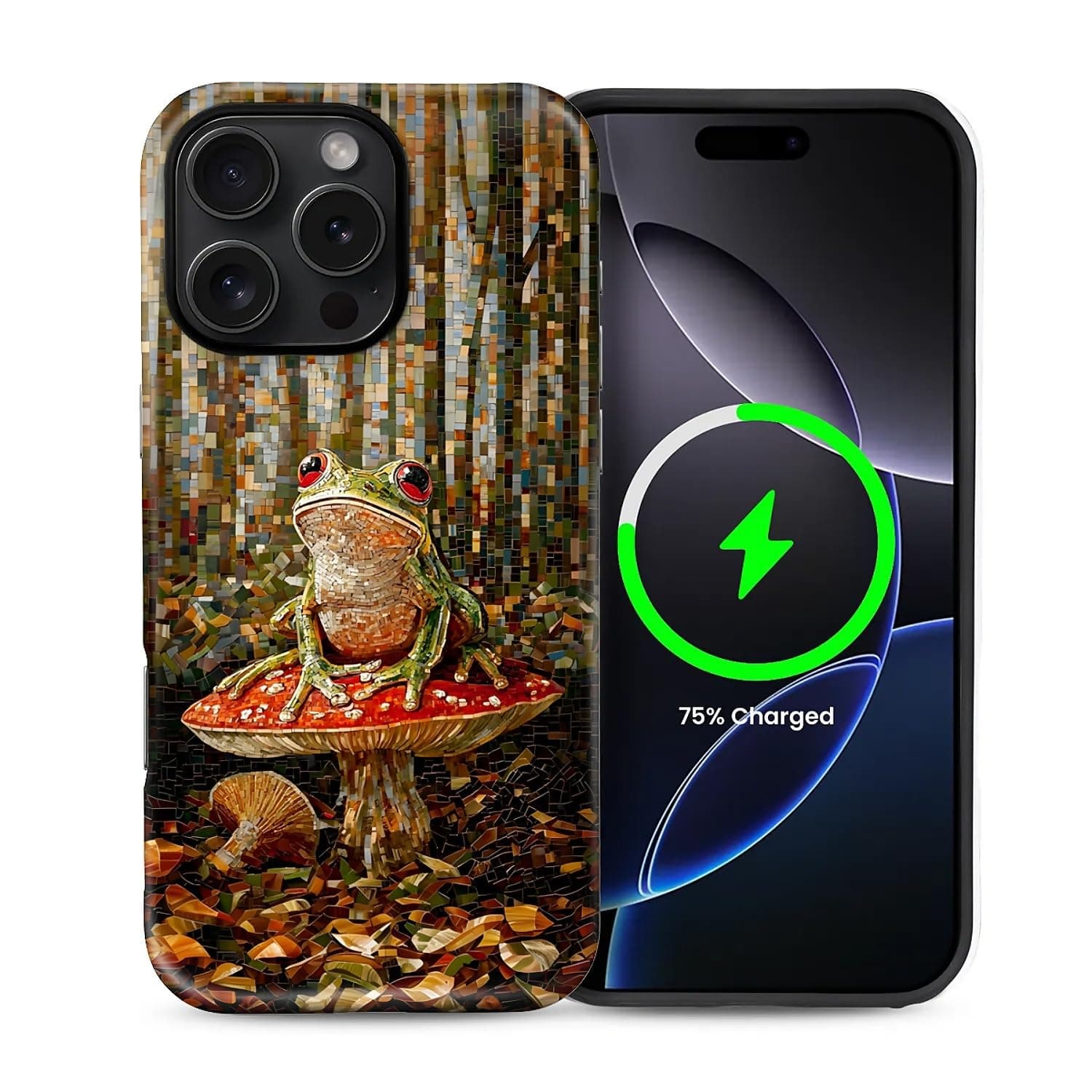 ZHEGAILIAN for iPhone 16 Pro Max 6.1",2-in-1 Case Compatible with MagSafe Shockproof Anti-Slip with Full-Body Protection Cover,Frosted Matte Textured Fashion Print Design for Girls Boys Forest Frog