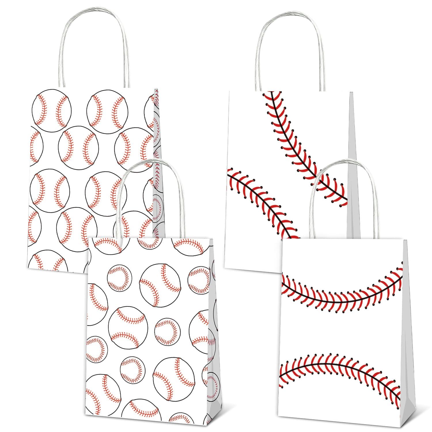 JNYLYFC Baseball Party Favor Gift Bags with Handle, 12 PCS Baseball Snack Treat Bags Party Paper Bag for Baseball Theme Games Day Sports Goody Bags Birthday Party Decorations Supplies