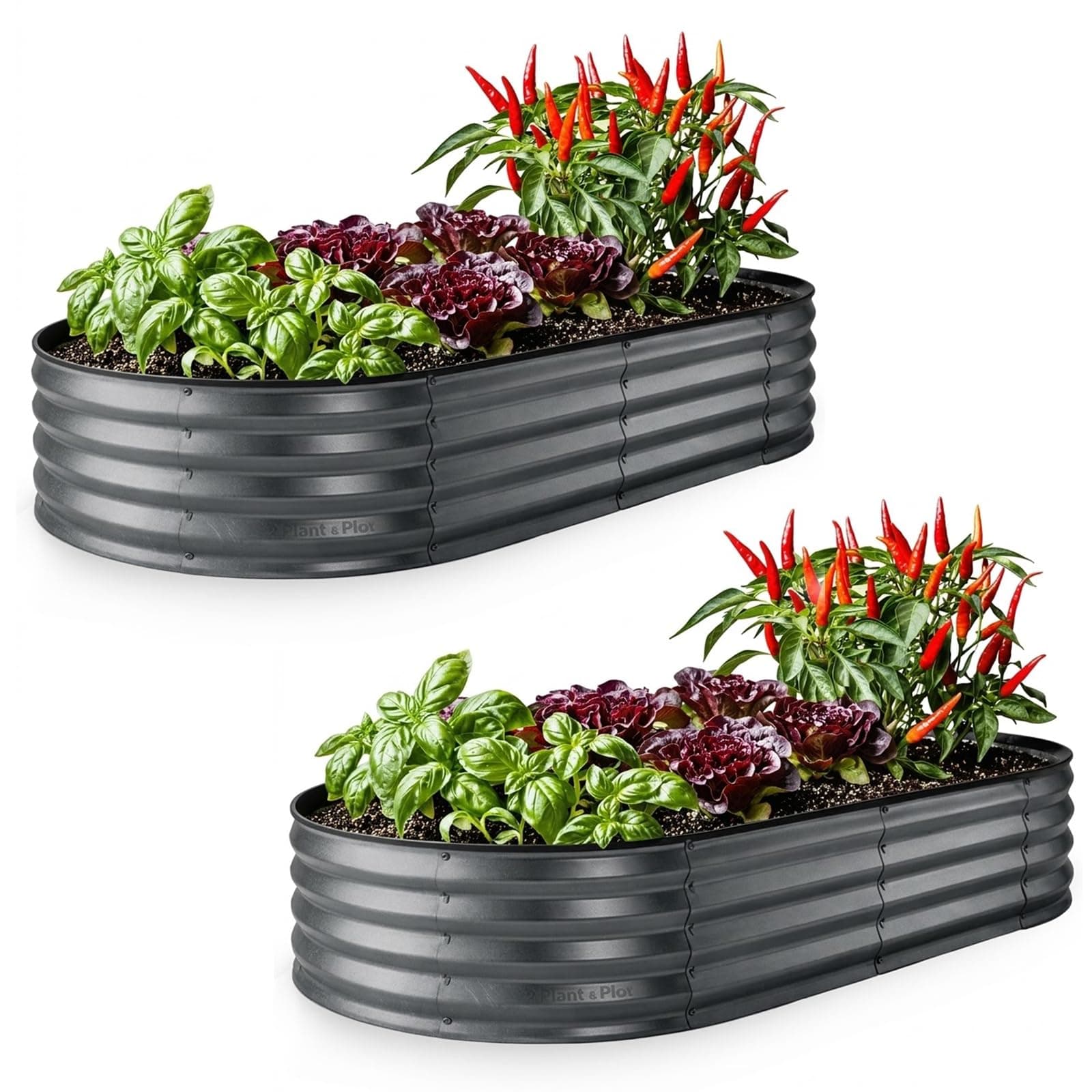 Galvanized Raised Garden Beds Outdoor // 6×3×1 ft (2-Pack) Planter Raised Beds for Gardening, Vegetables, Flowers // Large Metal Garden Box // Patent Pending Tool-Free Assembly (Gray)
