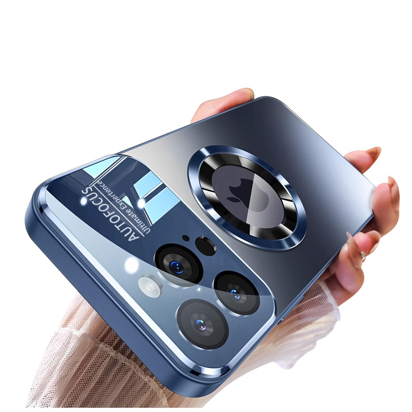 Doulings Magnetic Crystal Camera Cover Case for iPhone 16 Pro Max,Navy Blue