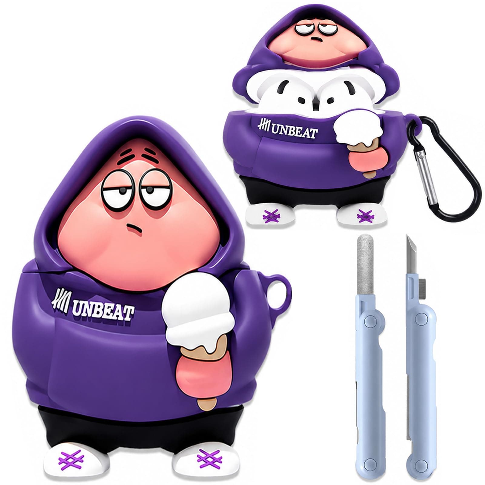rvesce Compatible with AirPods 4th Generation Case (2024) – Cute 3D Cartoon Silicone Cover with Keychain, Lanyard & Cleaning Kit | Funny Kawaii Anime Design for Girls, Boys, Women