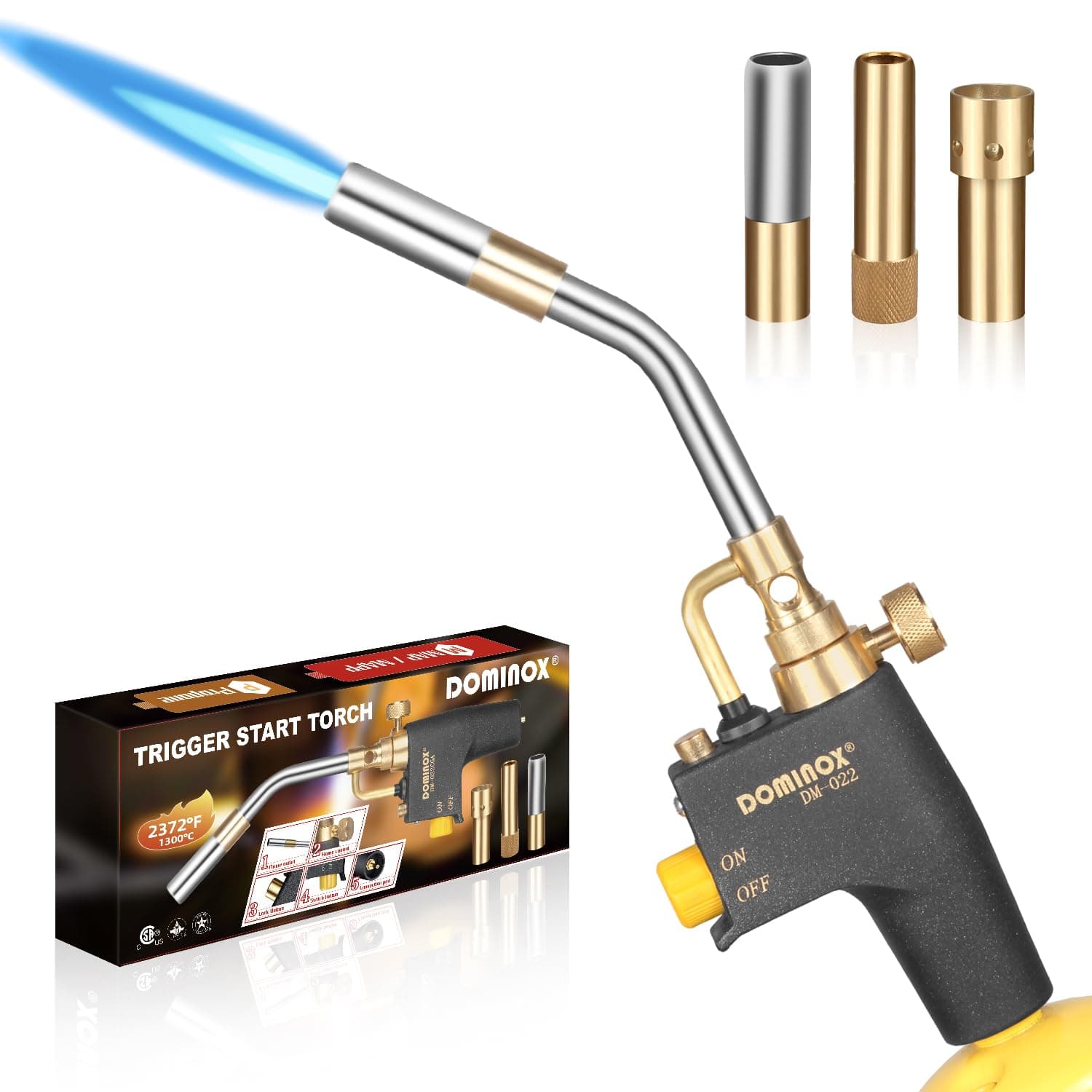 DOMINOX Propane Torch Head with 3 Nozzles, Torch Head Kit