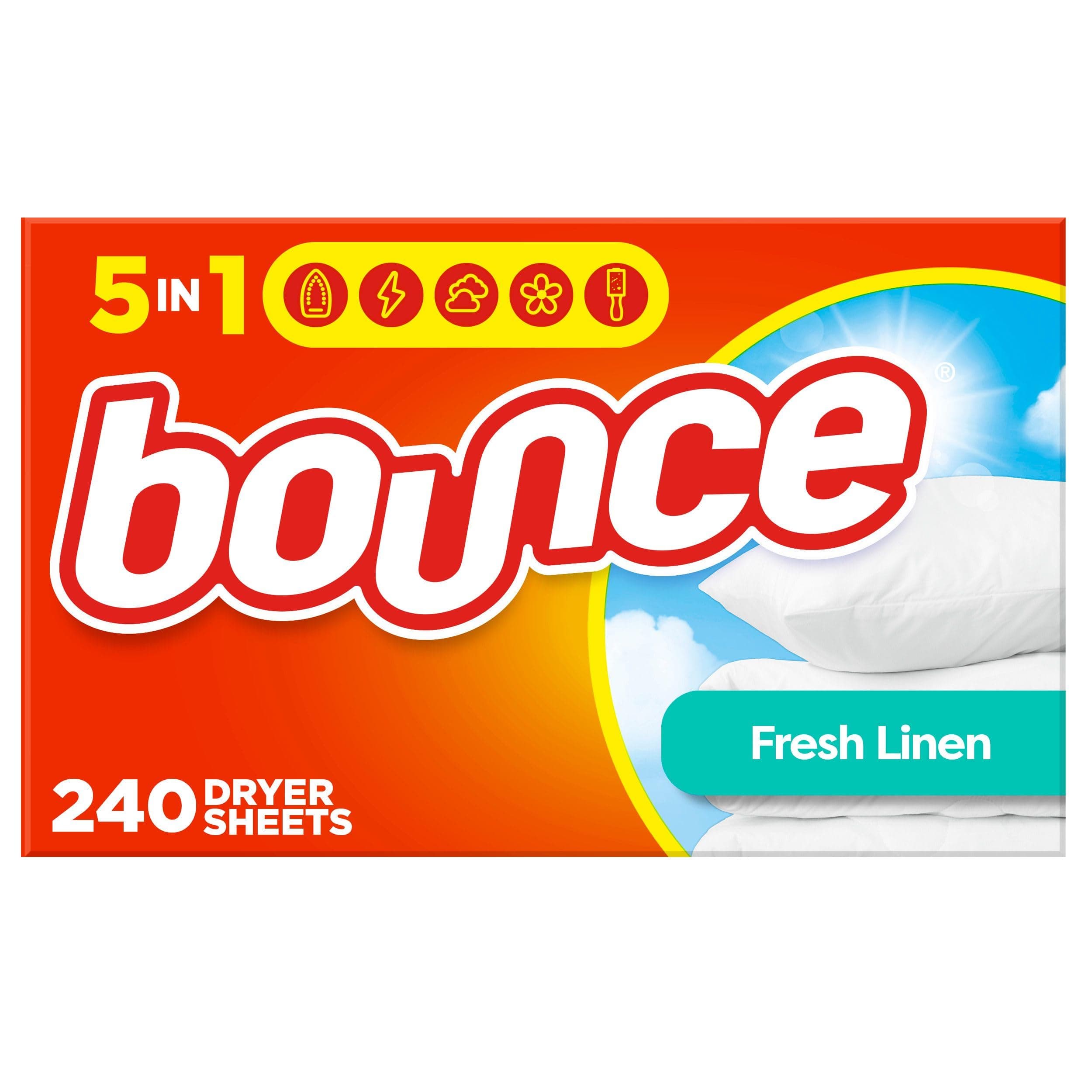 Bounce Fresh Linen Scented Fabric Softener Dryer Sheets, 240 Count
