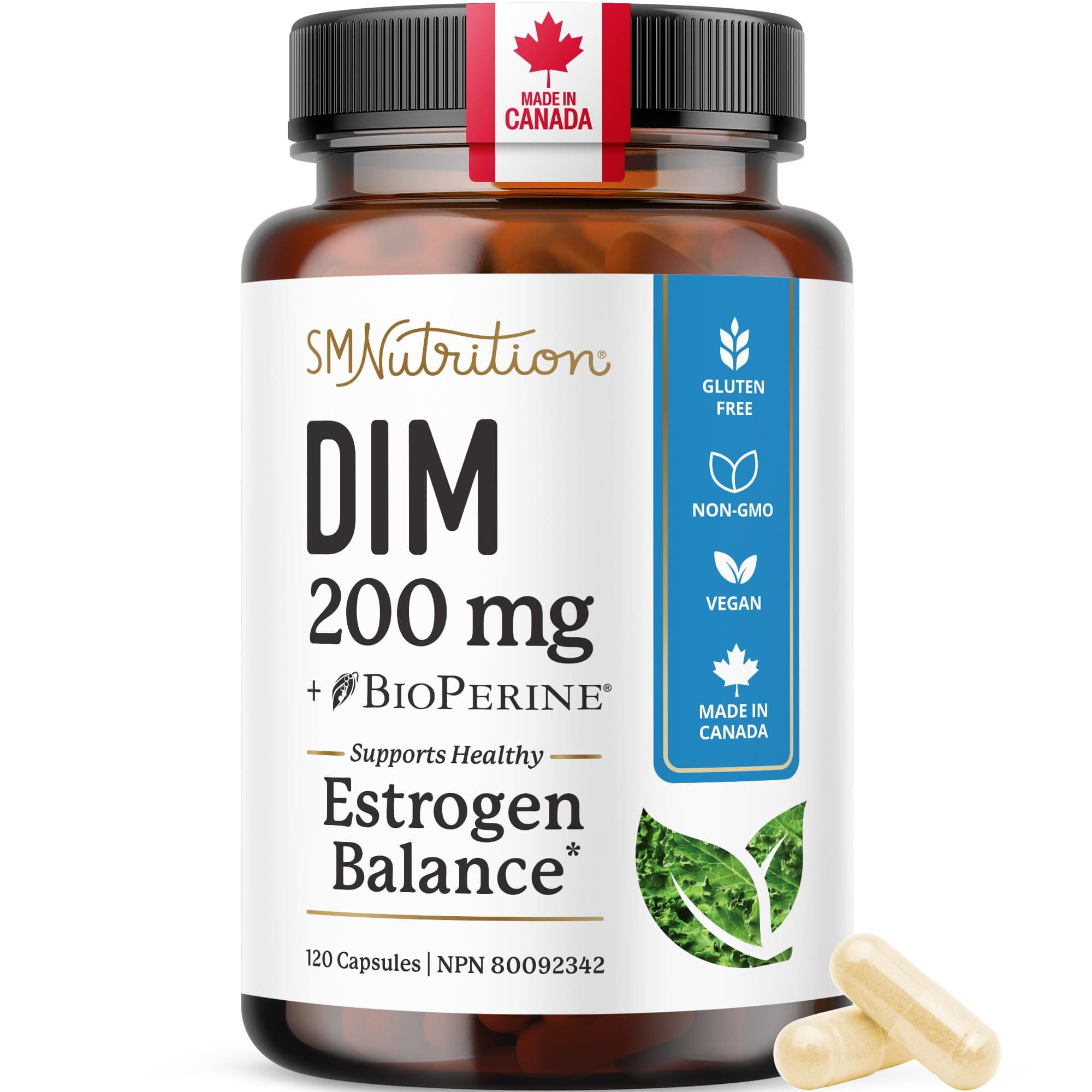 DIM Supplement 200 mg, Estrogen Balance for Women & Men, Made in Canada