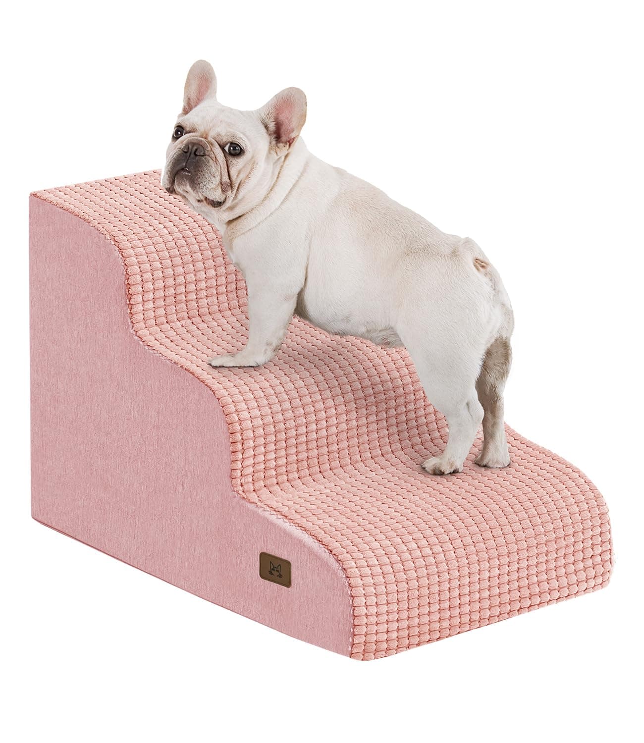 ABCPET Dog Step for Bed, Dog Stair 3-Step 35D Pet Stair 15.7" H for High Bed or Sofa Non-Slip Balanced Pet Step Indoor, Pink