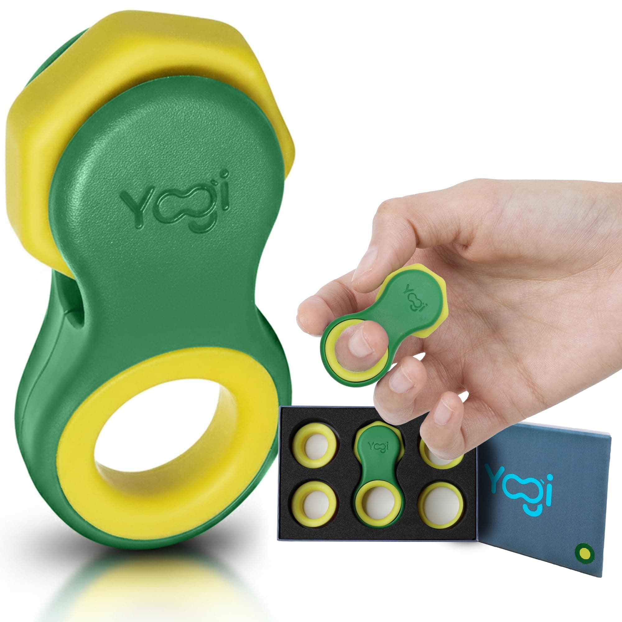 Yogi Fidget Toy for Adults & Kids, Stress Relief Spinner, 5 Silicone Rings