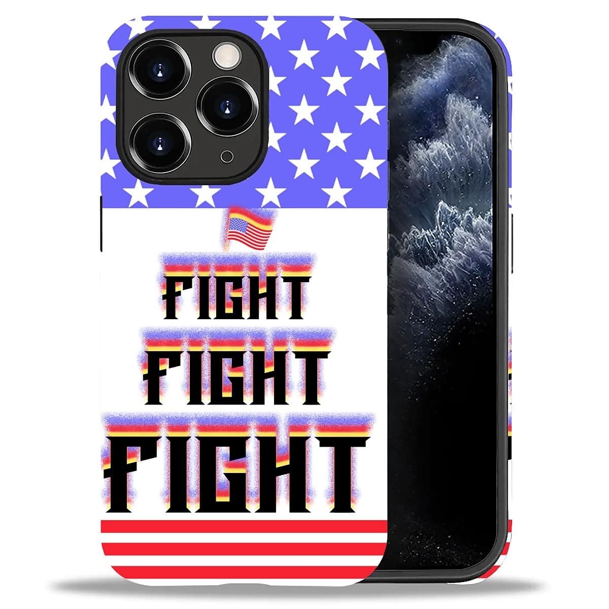 ZHEGAILIAN Compatible with iPhone 11 Pro Max Case,White Stars American Flag 11 Pro Max 2 in 1 Silicone Mixed Hard Pc Case,Durable Shock-Proof Protection Design