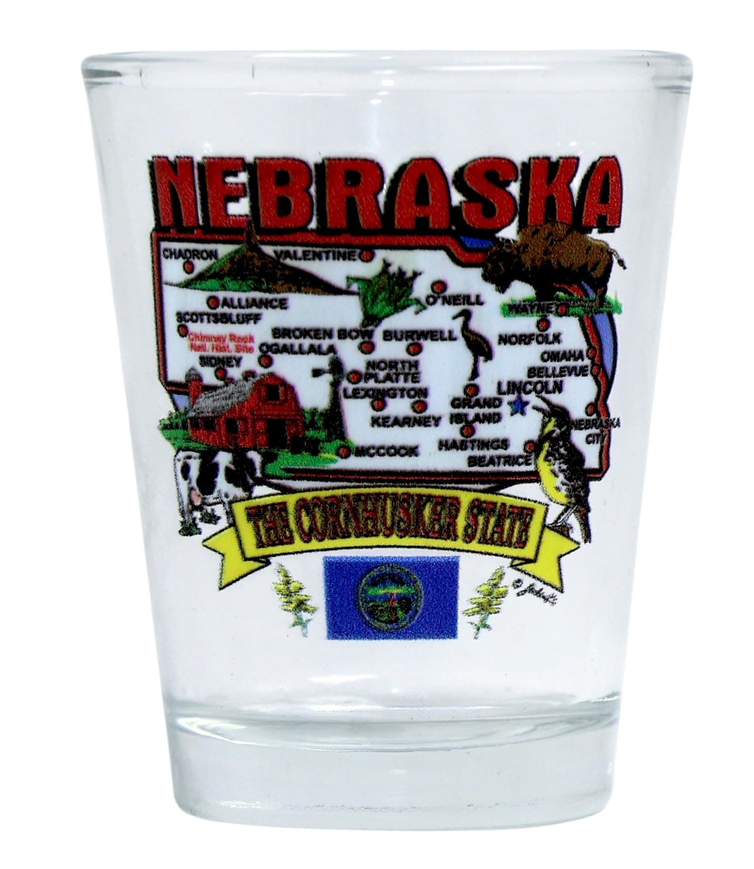 Nebraska State Elements Map Shot Glass
