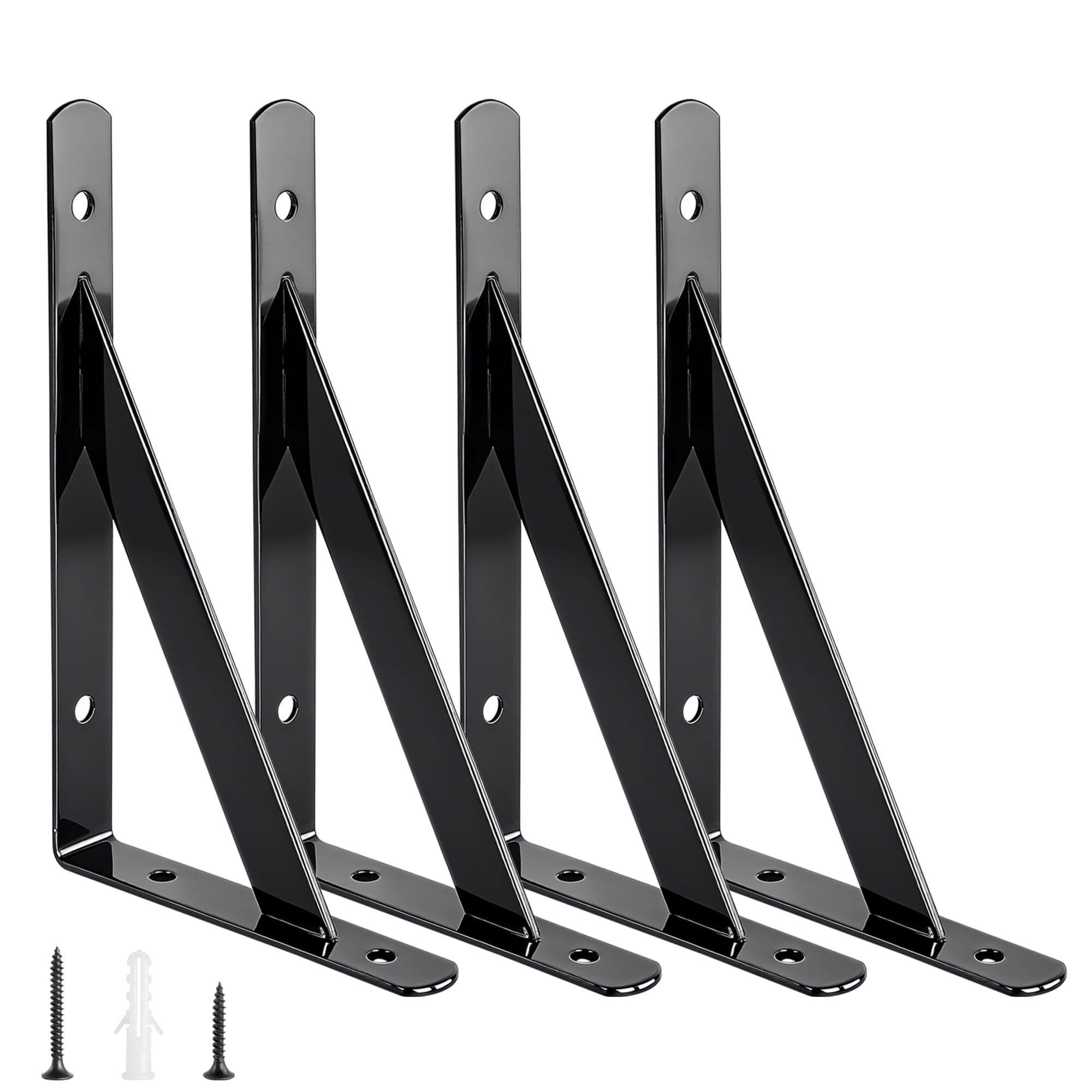 OVOV Heavy Duty Shelf Brackets Triangle Wall Brackets Black 8 Inch 4 Pack
