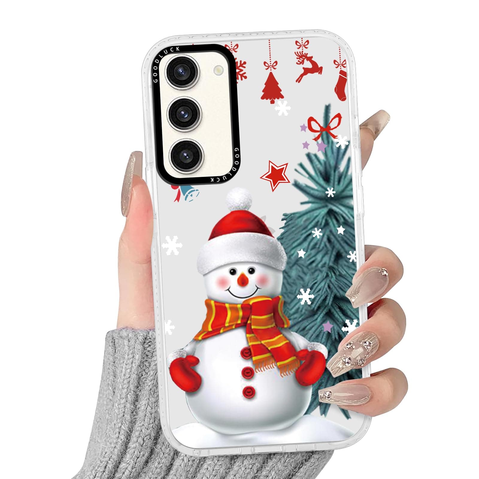 RUMDEY Christmas Transparent Print Phone Case for Samsung Galaxy A15 5G 6.5",Aesthetics Pattern Design Soft Silicone Xmas Cases,Shockproof Bumper Protector Camera Girls Women Cover,Snowman Tree B